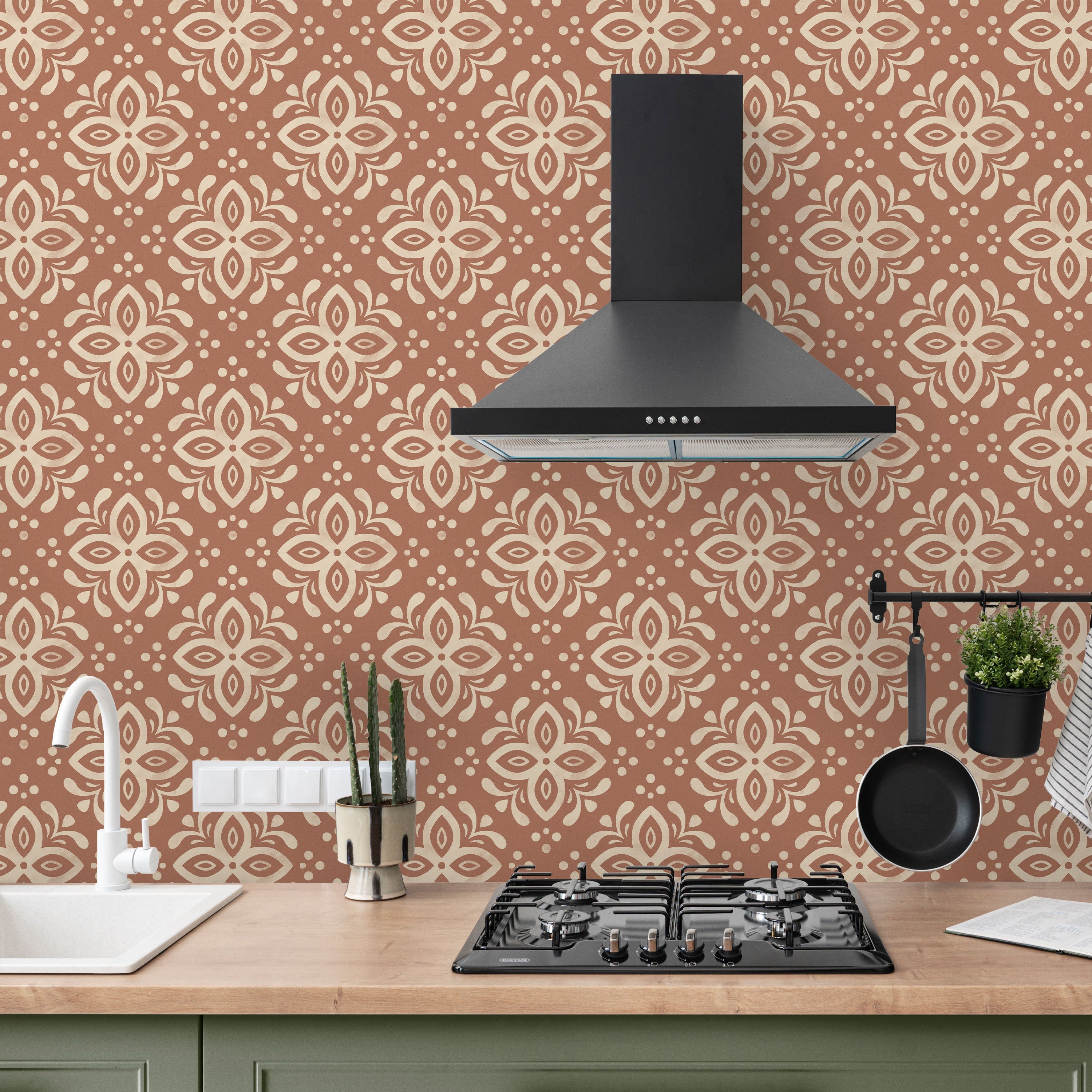 Euforia Mandala Peel and Stick Wallpaper, Removable Wallpaper, Traditional Wallpaper - Coffee Cream | DeccoPrint