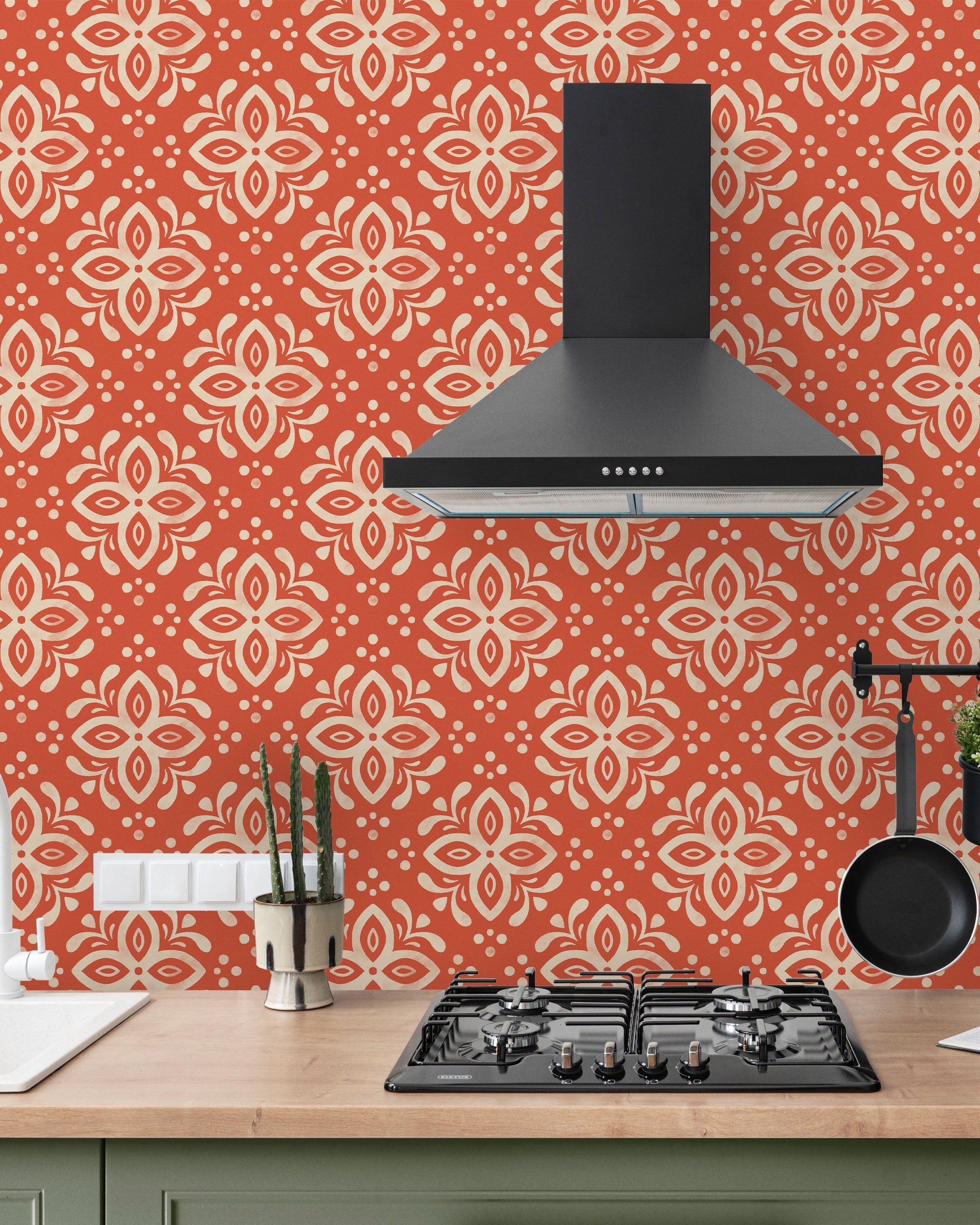 Euforia Mandala Peel and Stick Wallpaper, Removable Wallpaper, Traditional Wallpaper - Desert Clay | DeccoPrint