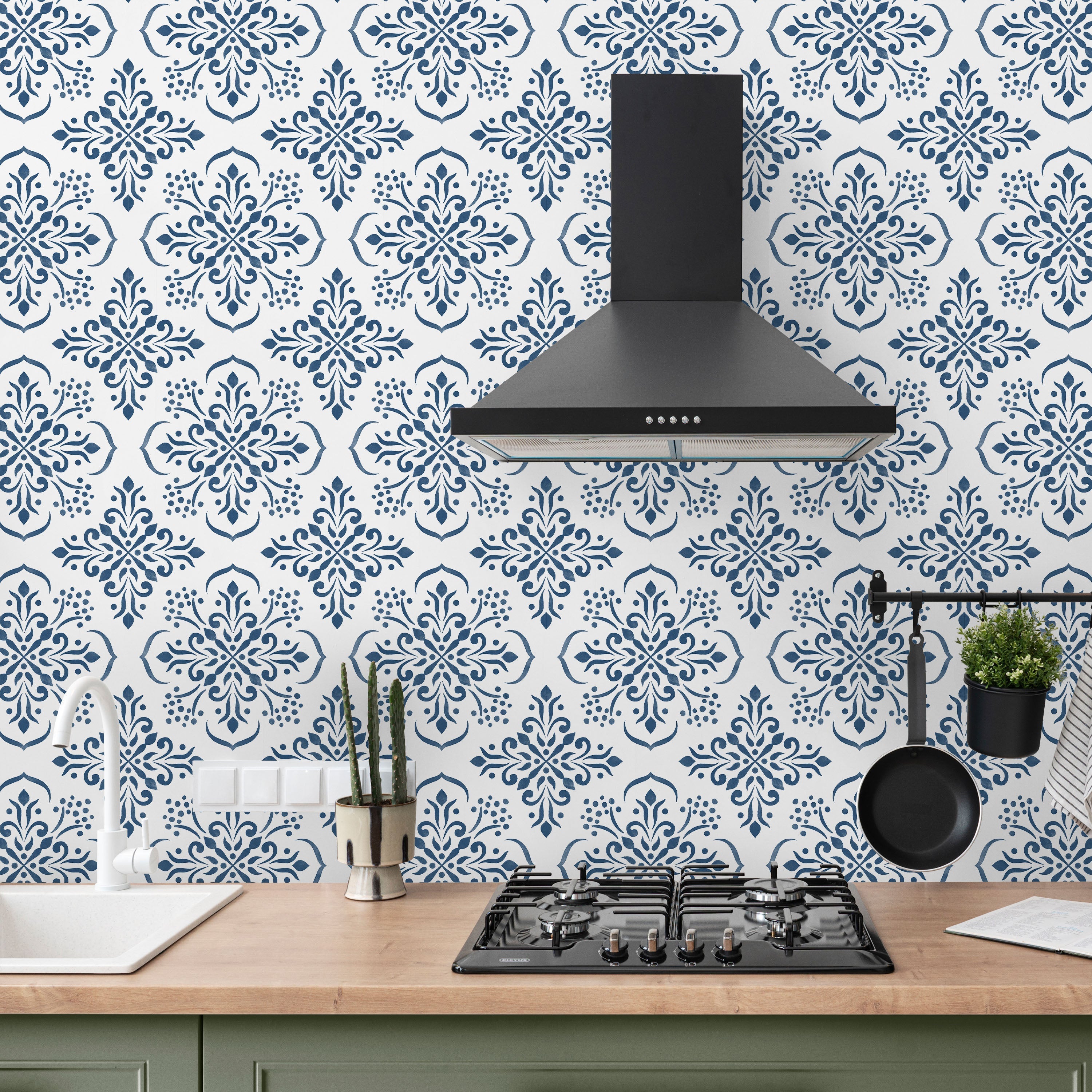 Aurora Mandala Peel and Stick Wallpaper, Removable Wallpaper, Traditional Wallpaper - Blue | DeccoPrint