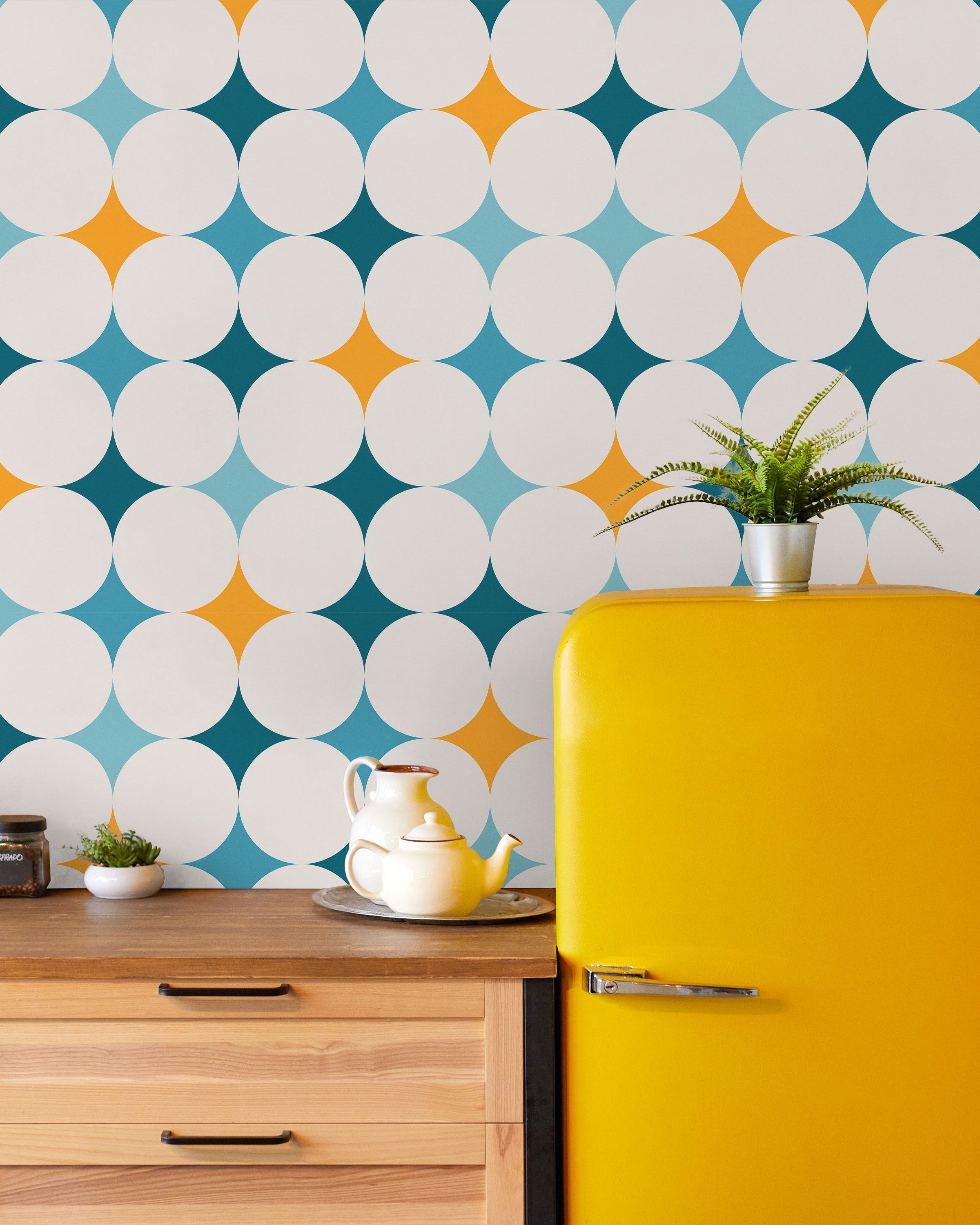 Abstract Bauhaus Peel and Stick Wallpaper, Removable Wallpaper, Traditional Wallpaper - Blue | DeccoPrint