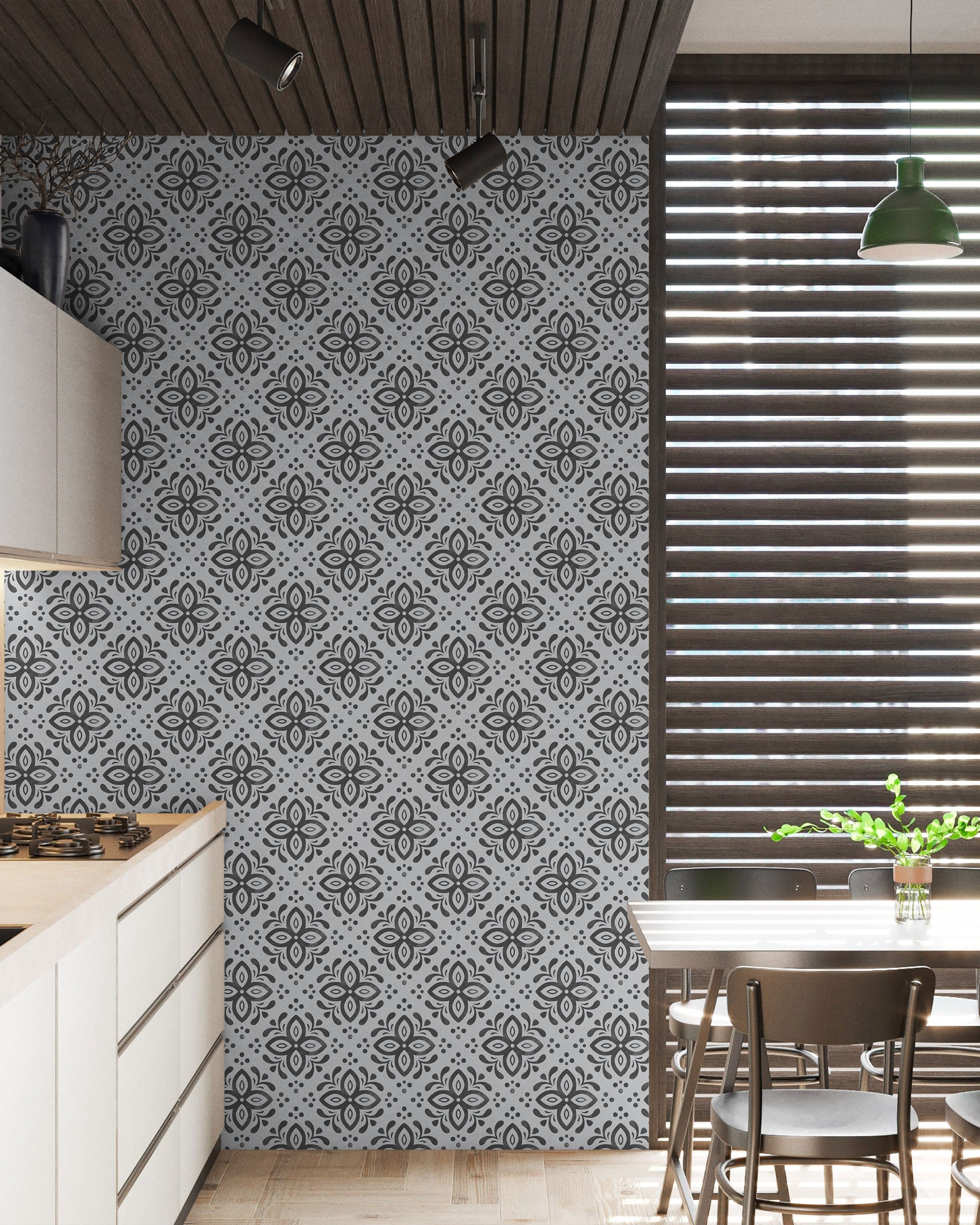 Euforia Mandala Peel and Stick Wallpaper, Removable Wallpaper, Traditional Wallpaper - Gray | DeccoPrint