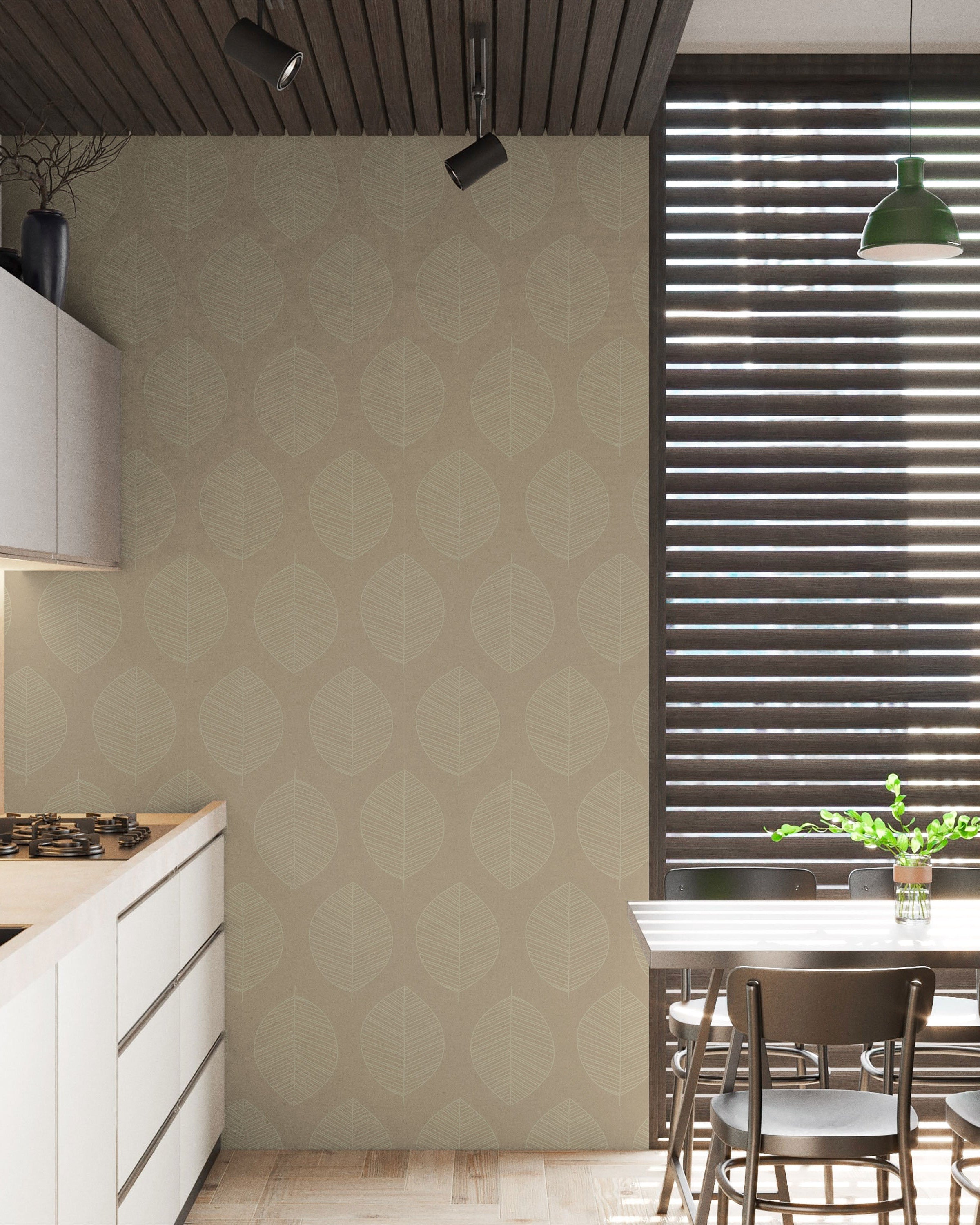 Leaf Texture Peel and Stick Wallpaper, Removable Wallpaper, Traditional Wallpaper - Brown | DeccoPrint