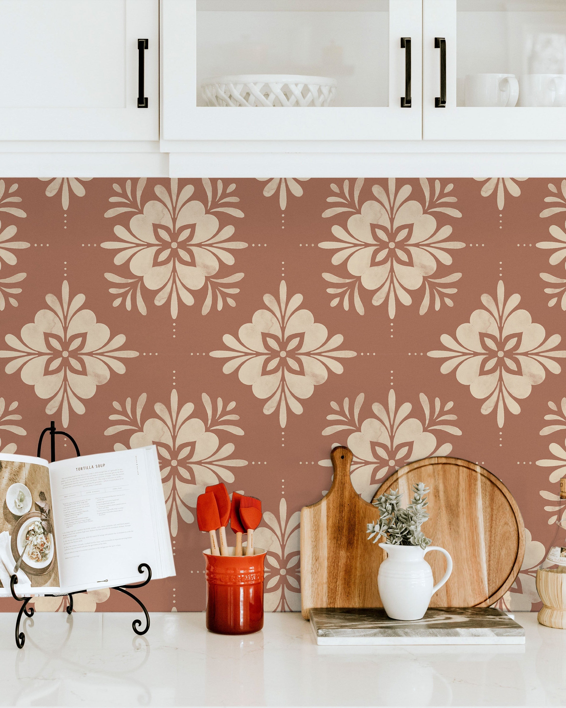 Aria Mandala Peel and Stick Wallpaper, Removable Wallpaper, Traditional Wallpaper - Coffee Cream | DeccoPrint