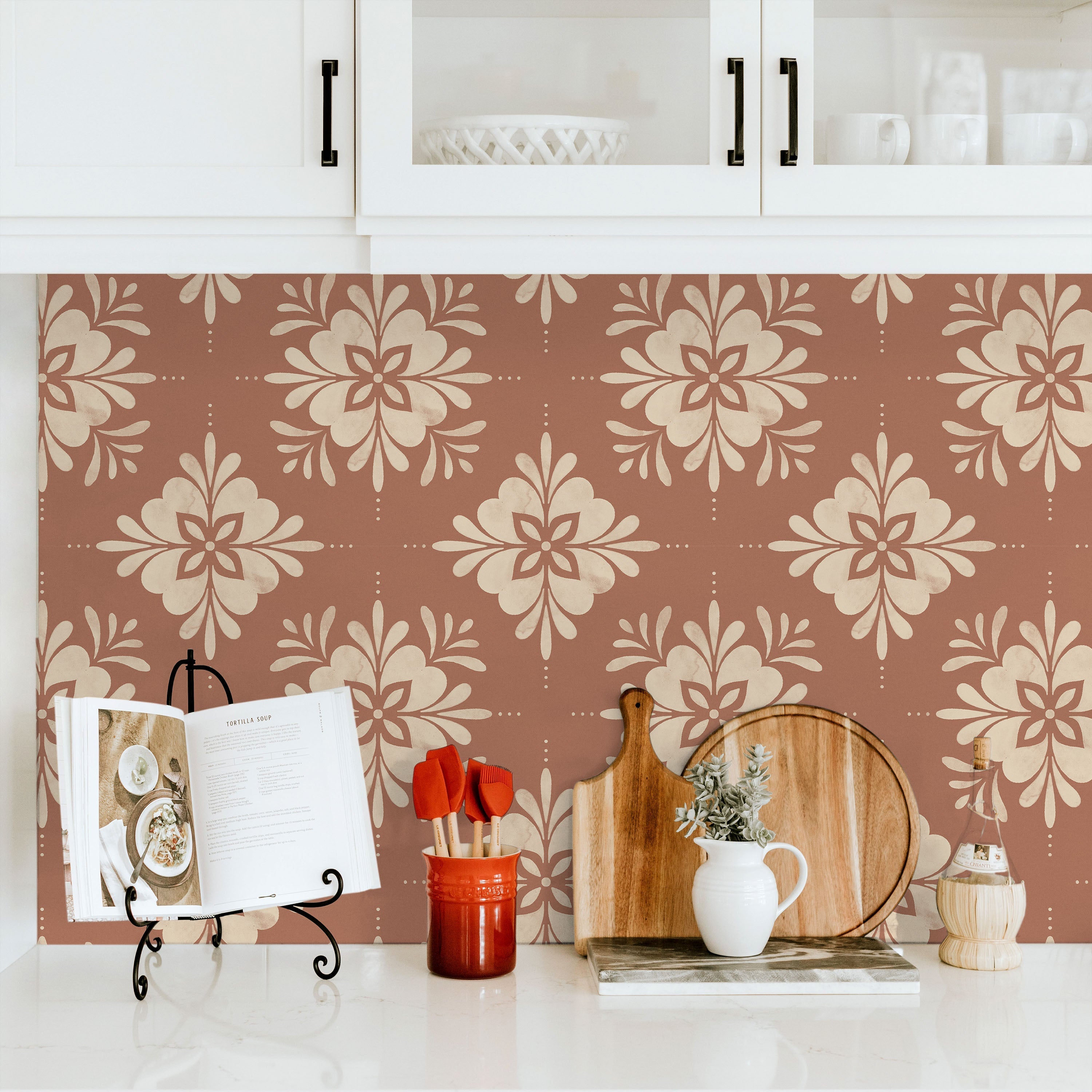 Aria Mandala Peel and Stick Wallpaper, Removable Wallpaper, Traditional Wallpaper - Coffee Cream | DeccoPrint