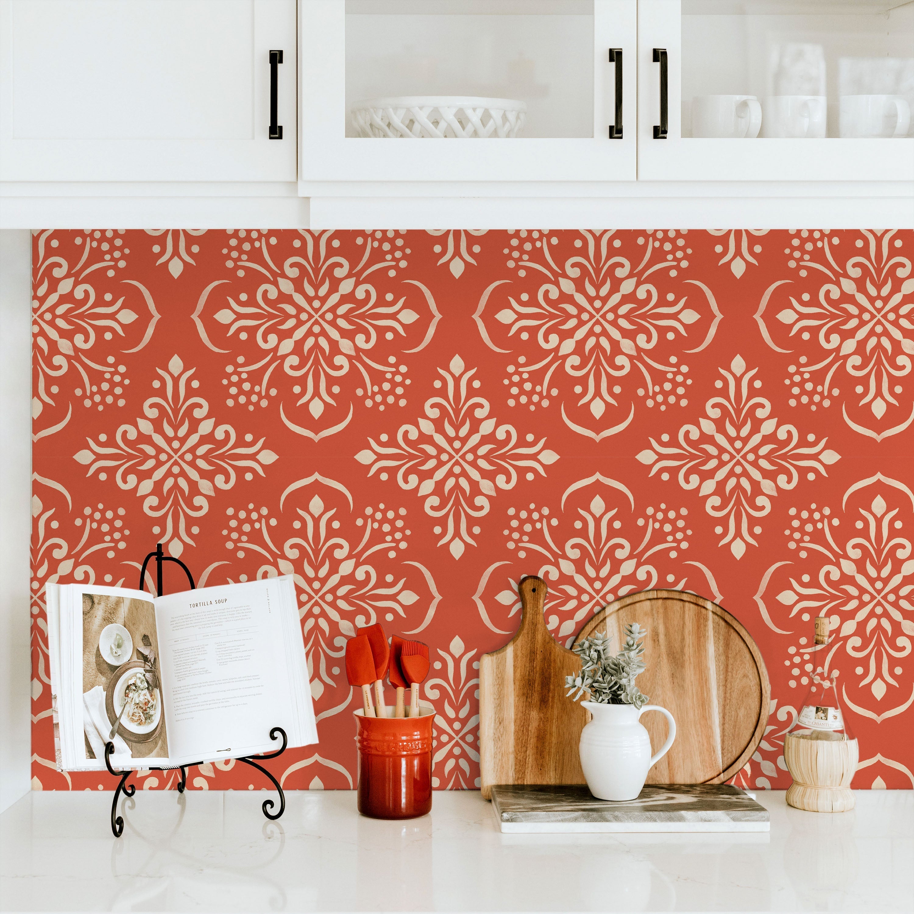 Aurora Mandala Peel and Stick Wallpaper, Removable Wallpaper, Traditional Wallpaper - Desert Clay | DeccoPrint