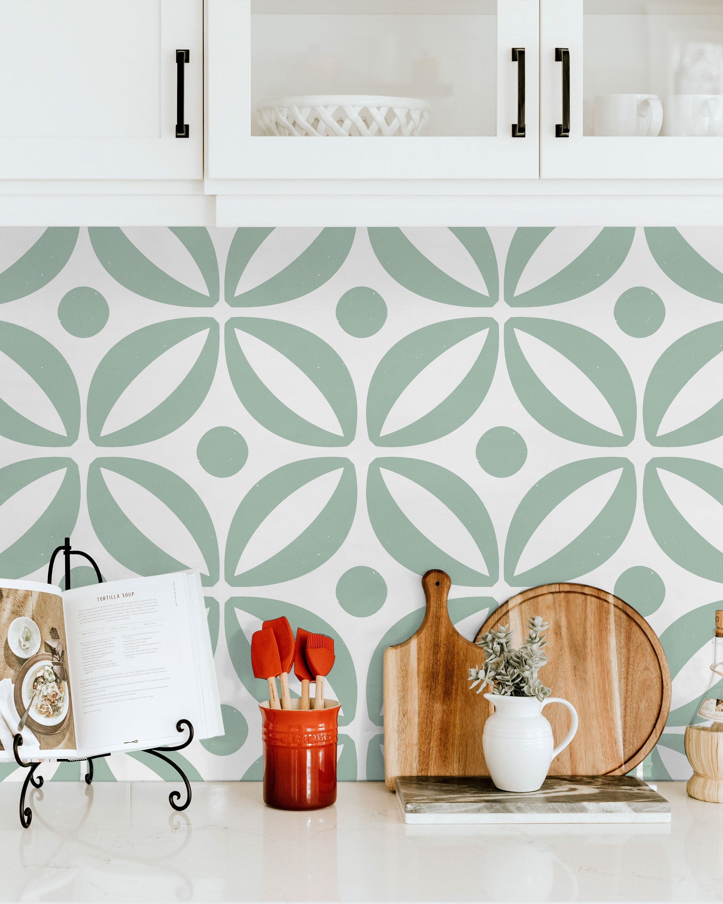 Grid Bloom Peel and Stick Wallpaper, Removable Wallpaper, Traditional Wallpaper - Blue | DeccoPrint