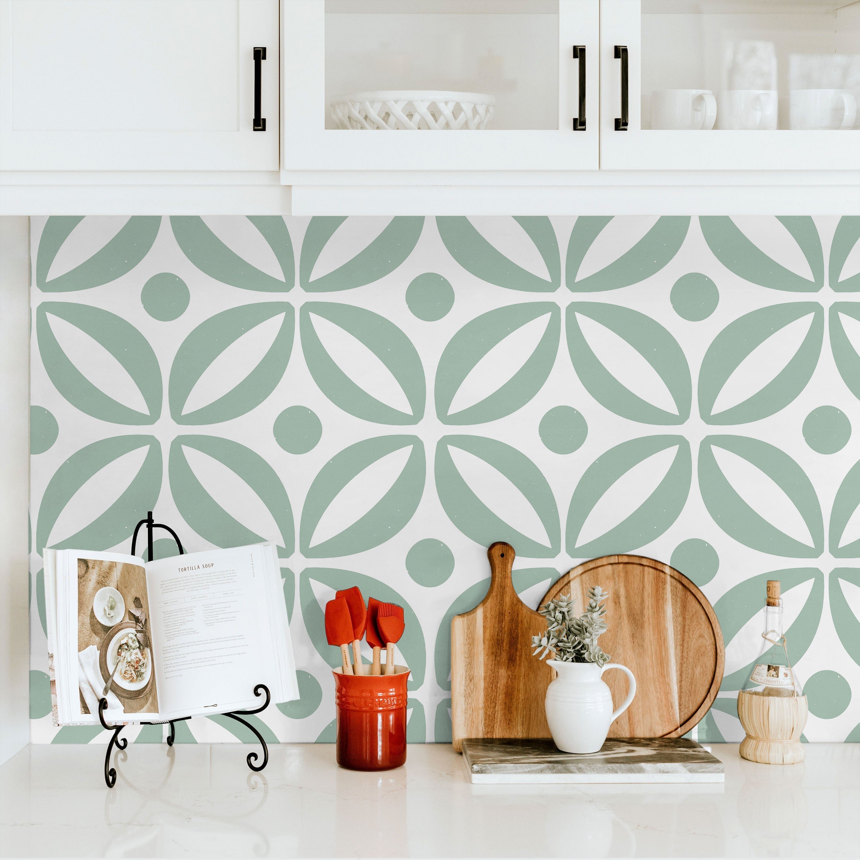 Grid Bloom Peel and Stick Wallpaper, Removable Wallpaper, Traditional Wallpaper - Blue | DeccoPrint