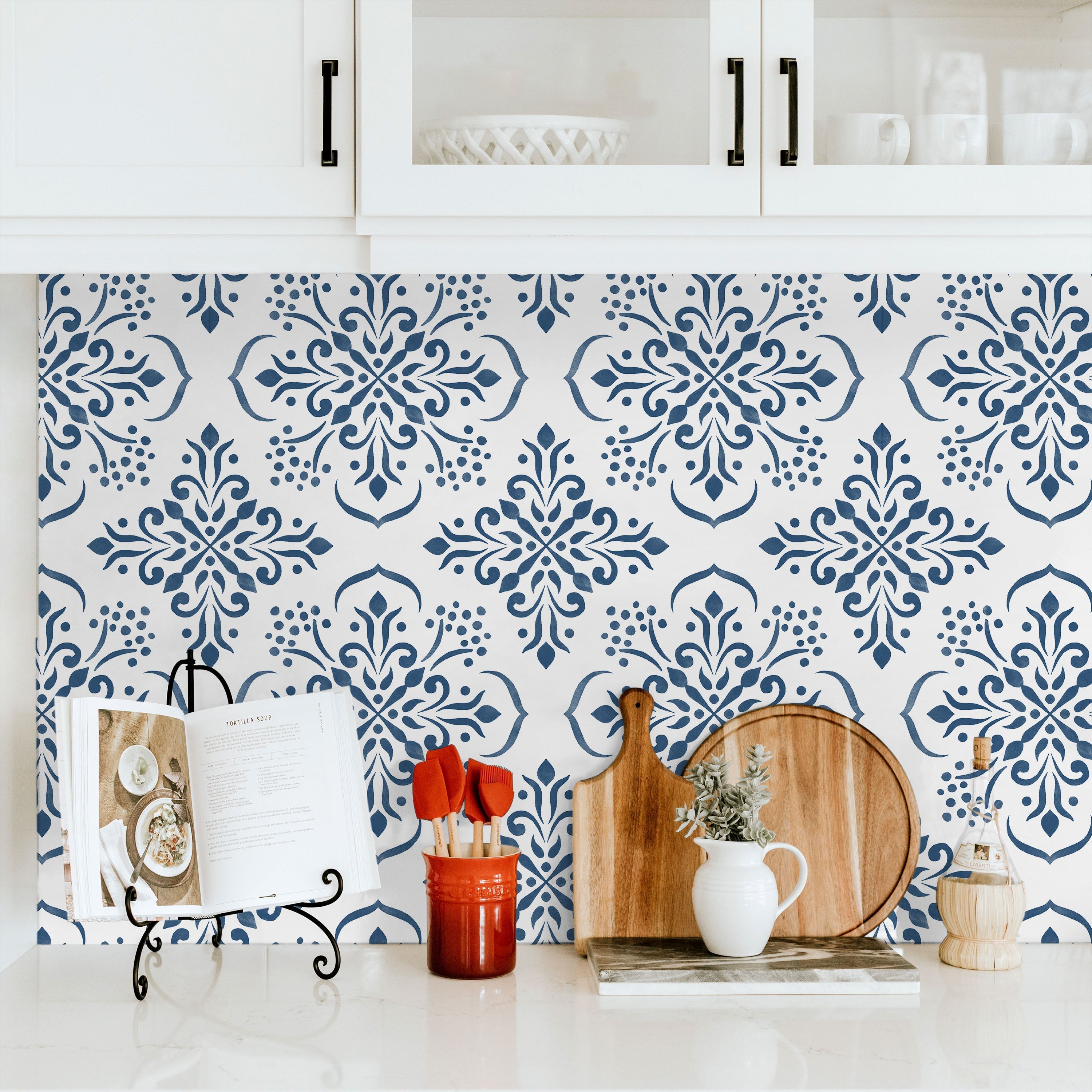 Aurora Mandala Peel and Stick Wallpaper, Removable Wallpaper, Traditional Wallpaper - Blue | DeccoPrint