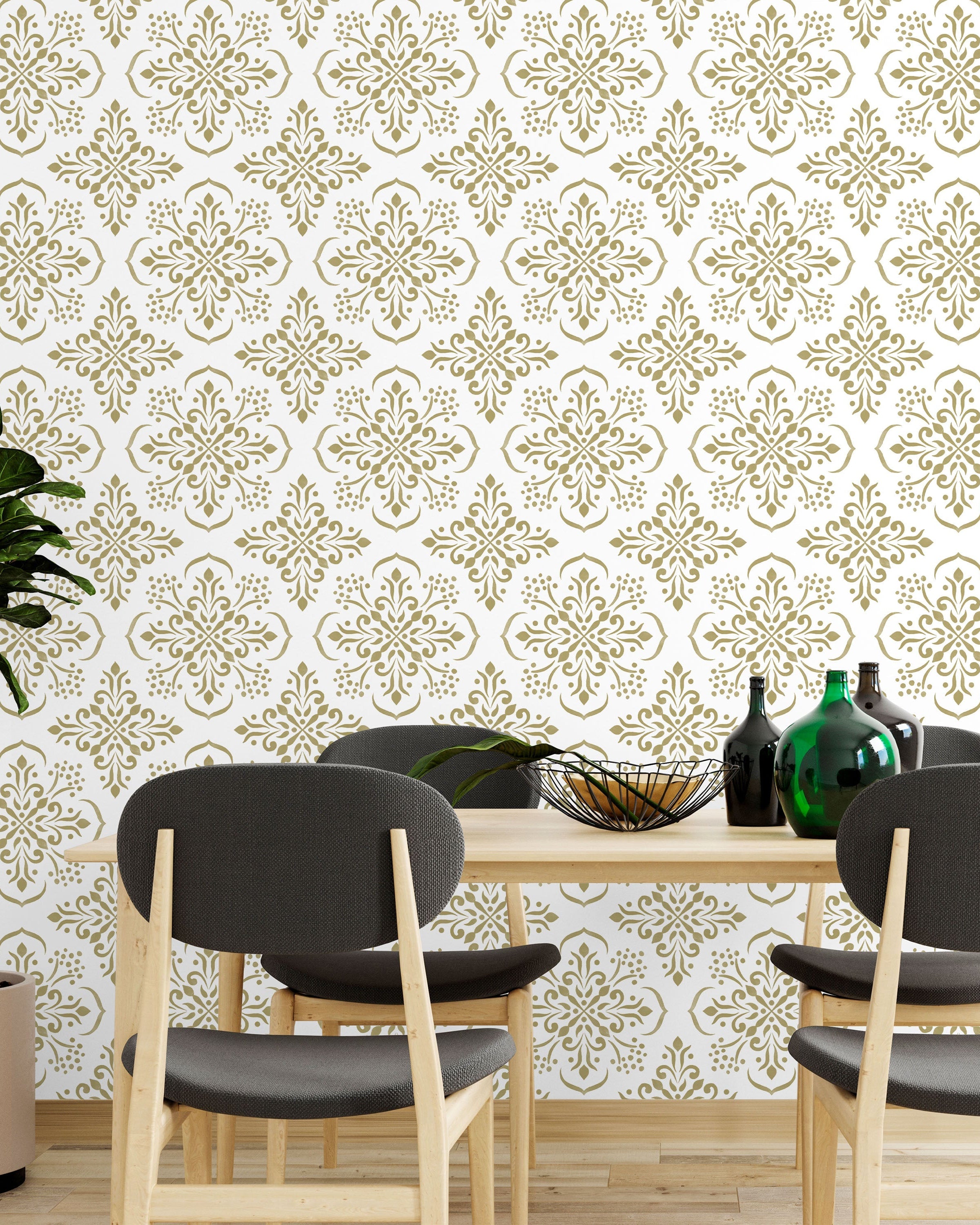 Aurora Mandala Peel and Stick Wallpaper, Removable Wallpaper, Traditional Wallpaper - Beige | DeccoPrint