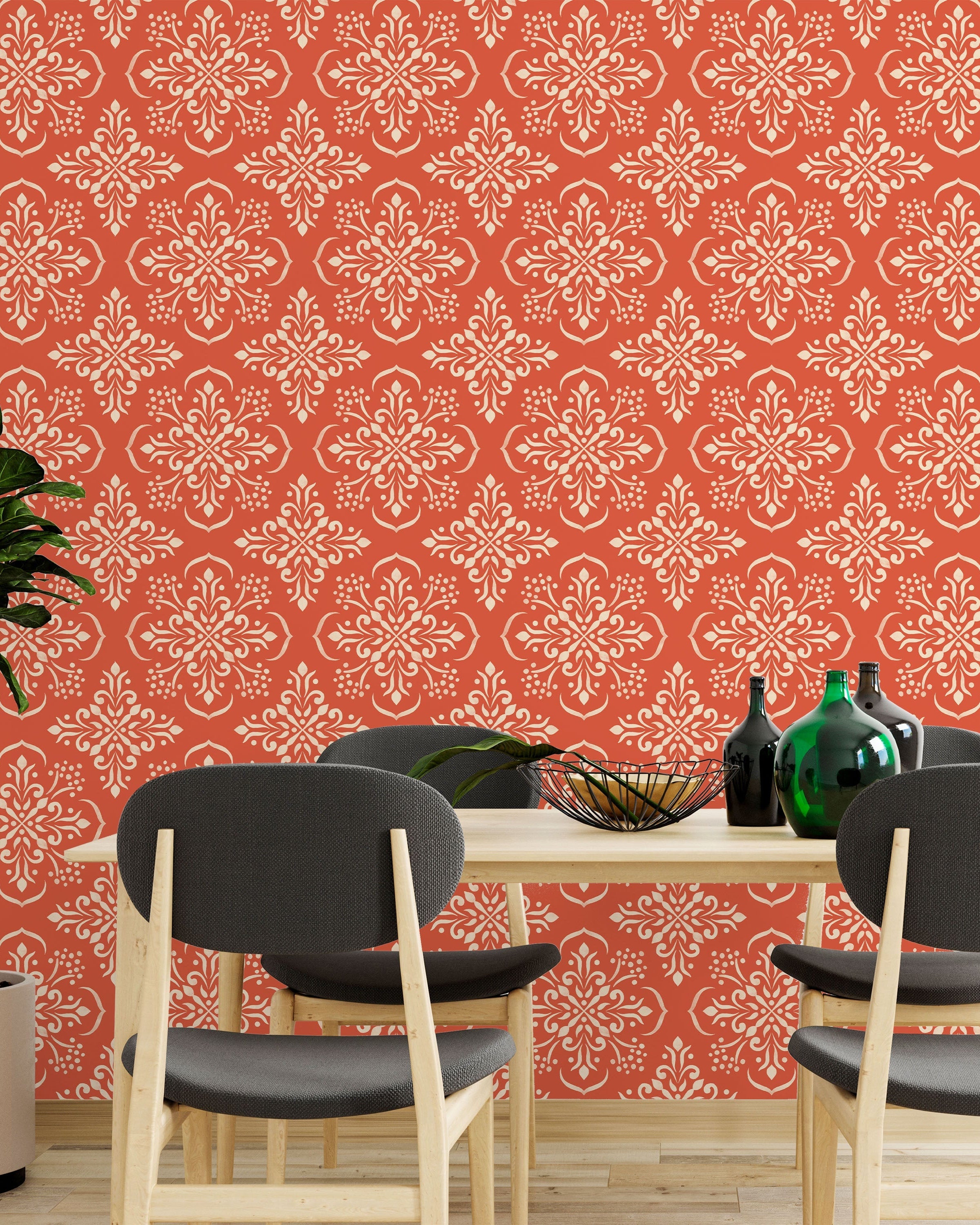 Aurora Mandala Peel and Stick Wallpaper, Removable Wallpaper, Traditional Wallpaper - Desert Clay | DeccoPrint