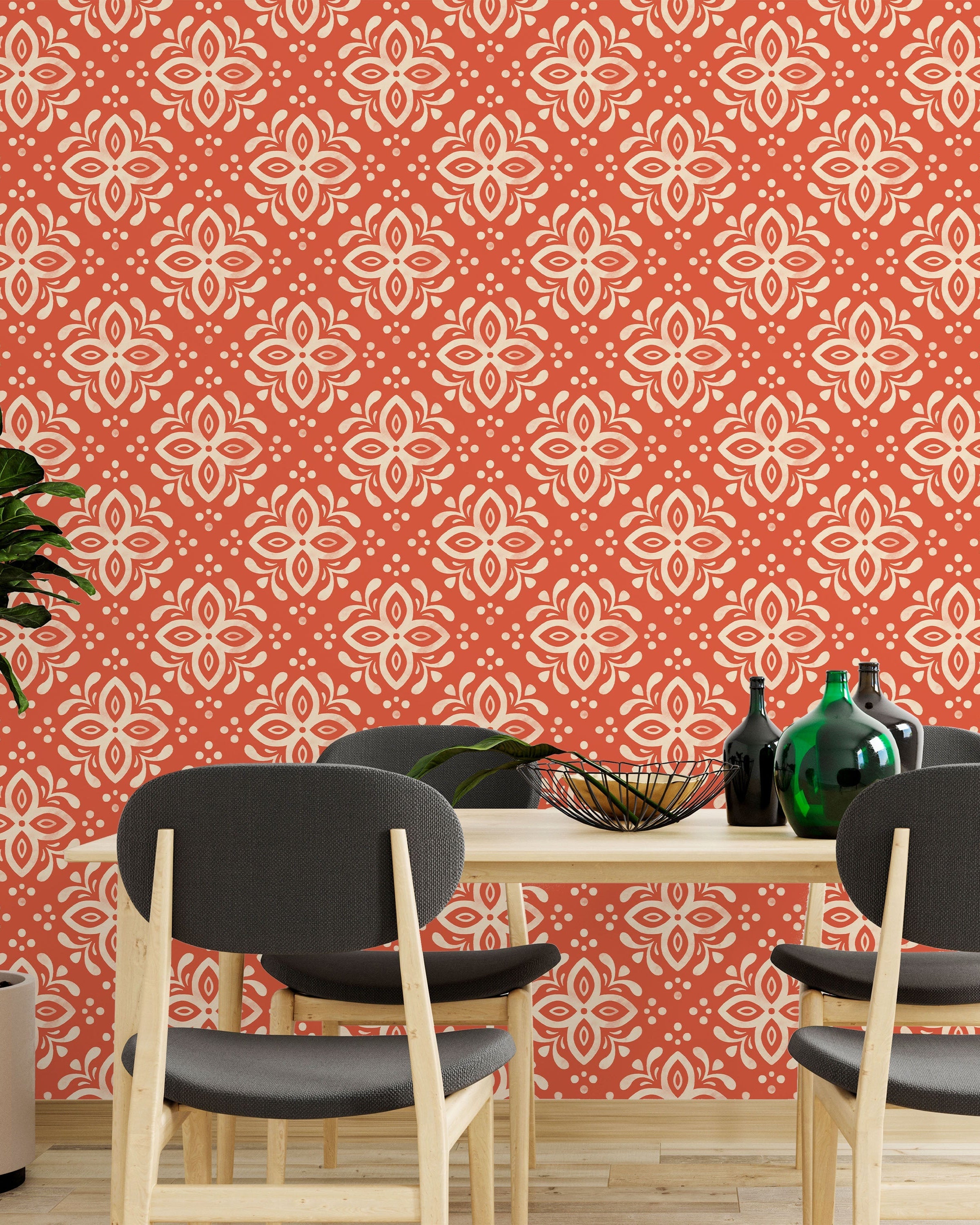 Euforia Mandala Peel and Stick Wallpaper, Removable Wallpaper, Traditional Wallpaper - Desert Clay | DeccoPrint