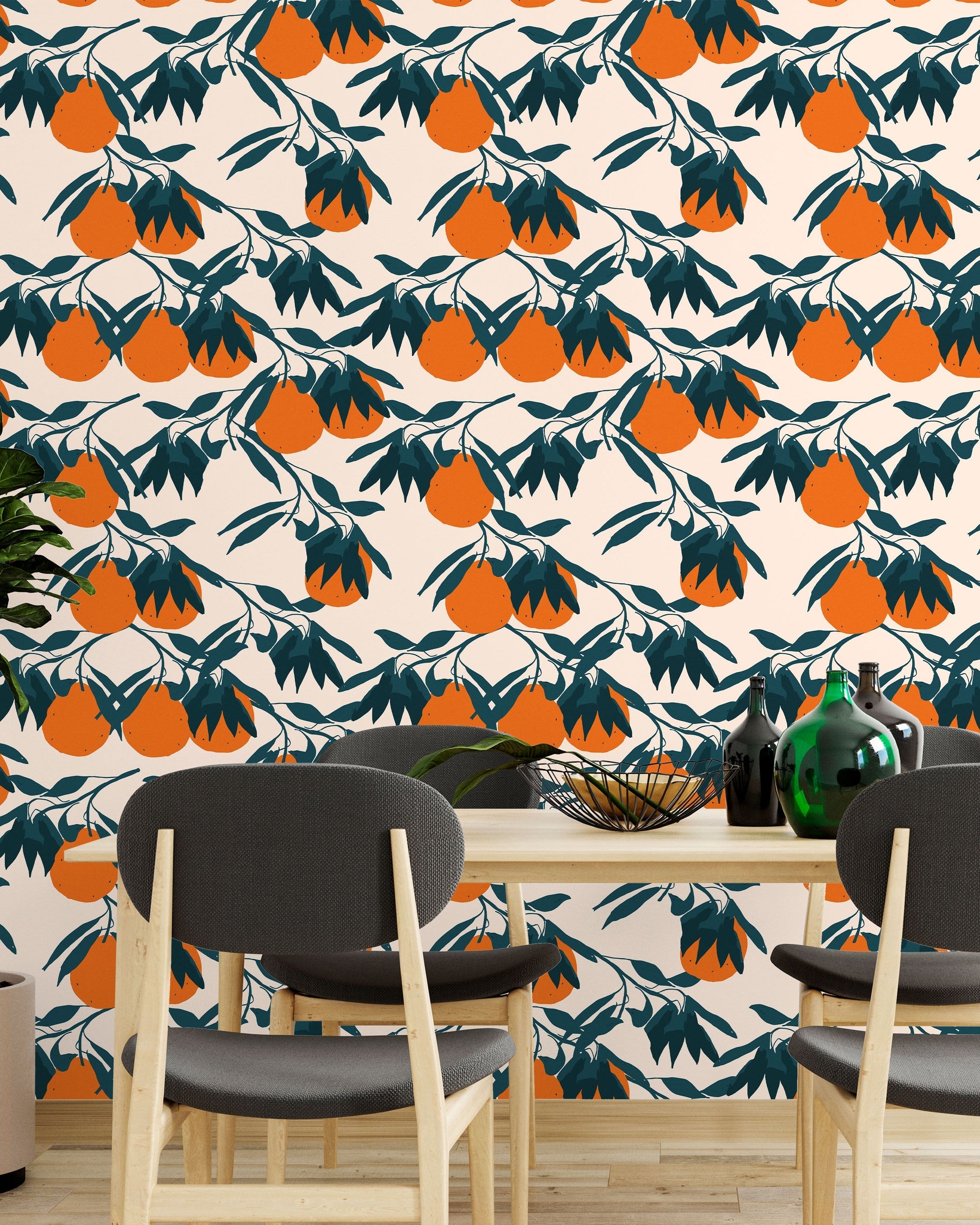 Orange Tree Peel and Stick Wallpaper, Removable Wallpaper, Traditional Wallpaper | DeccoPrint