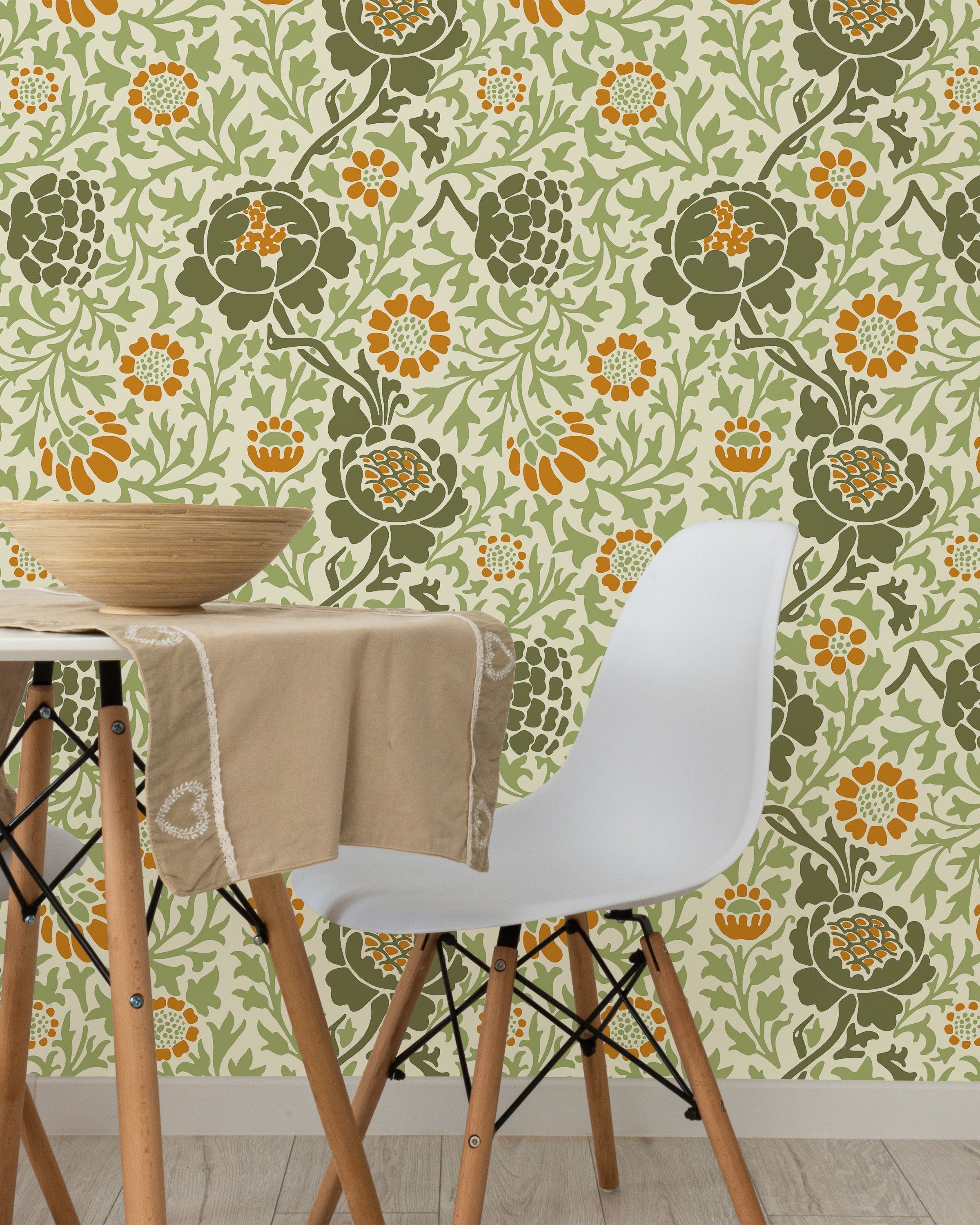 William Morris X Grafton (1883) Peel and Stick Wallpaper, Removable Wallpaper, Traditional Wallpaper - Green | DeccoPrint