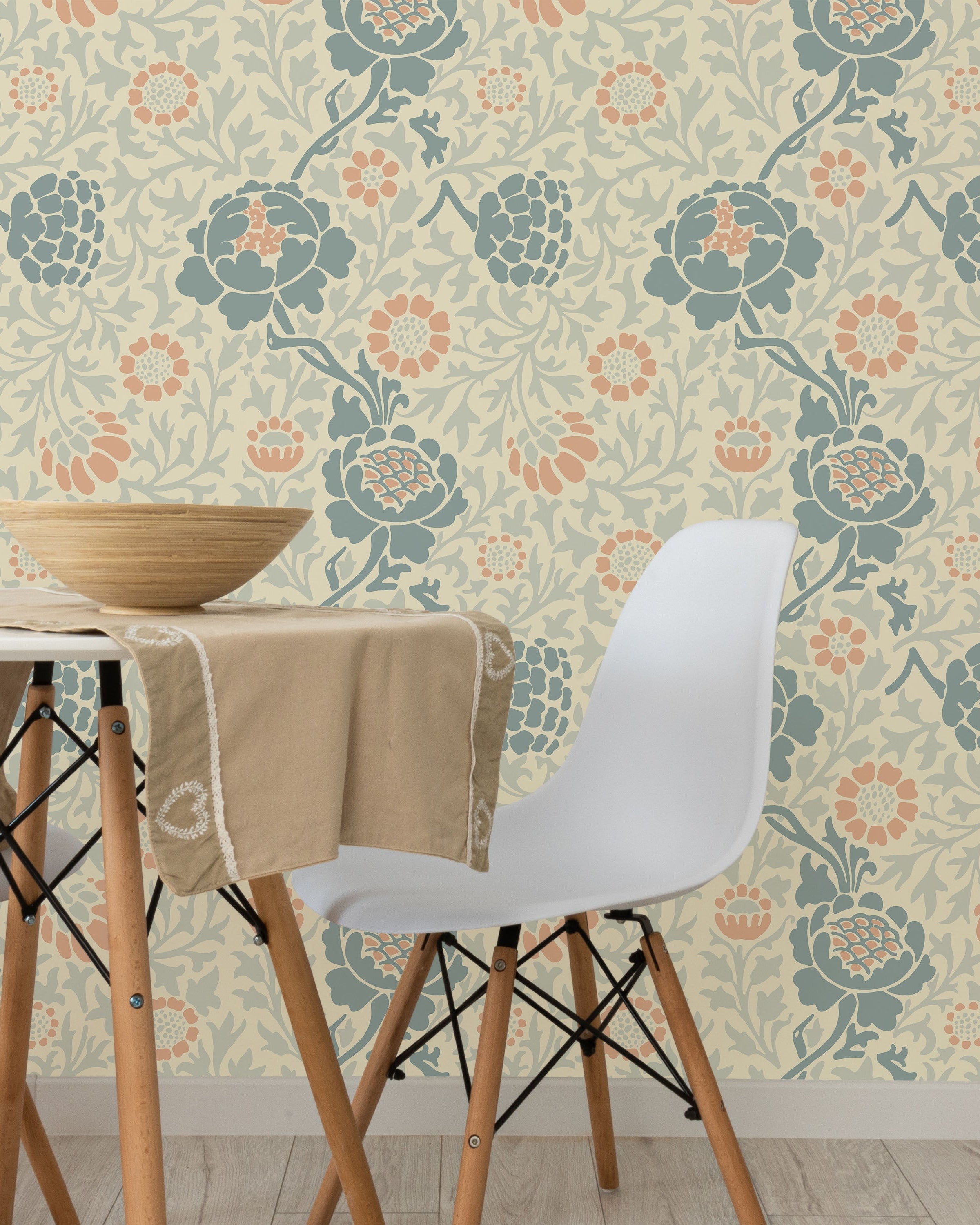 William Morris X Grafton (1883) Peel and Stick Wallpaper, Removable Wallpaper, Traditional Wallpaper - Blue | DeccoPrint