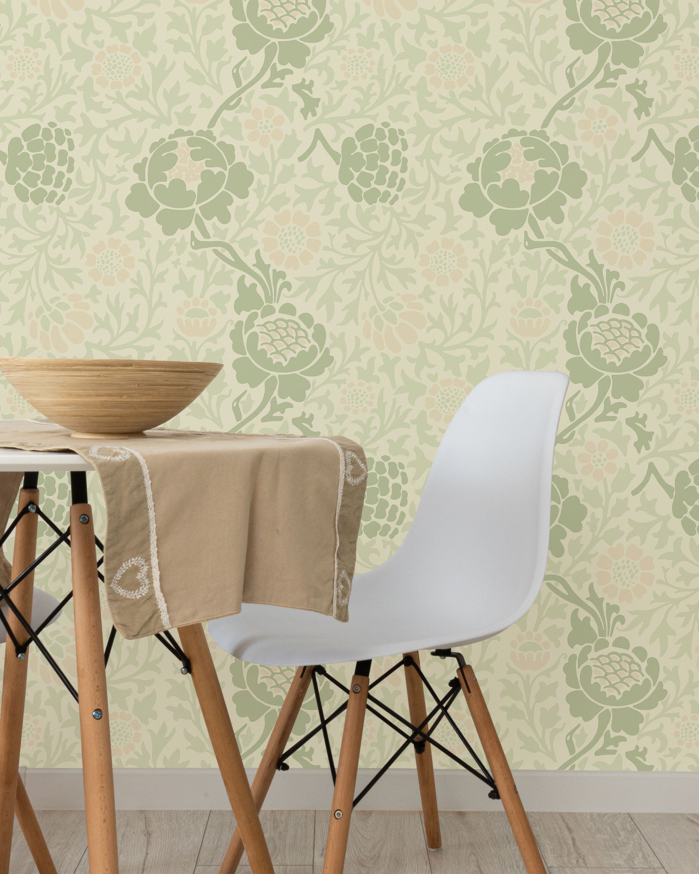 William Morris X Grafton (1883) Peel and Stick Wallpaper, Removable Wallpaper, Traditional Wallpaper - Light Green | DeccoPrint