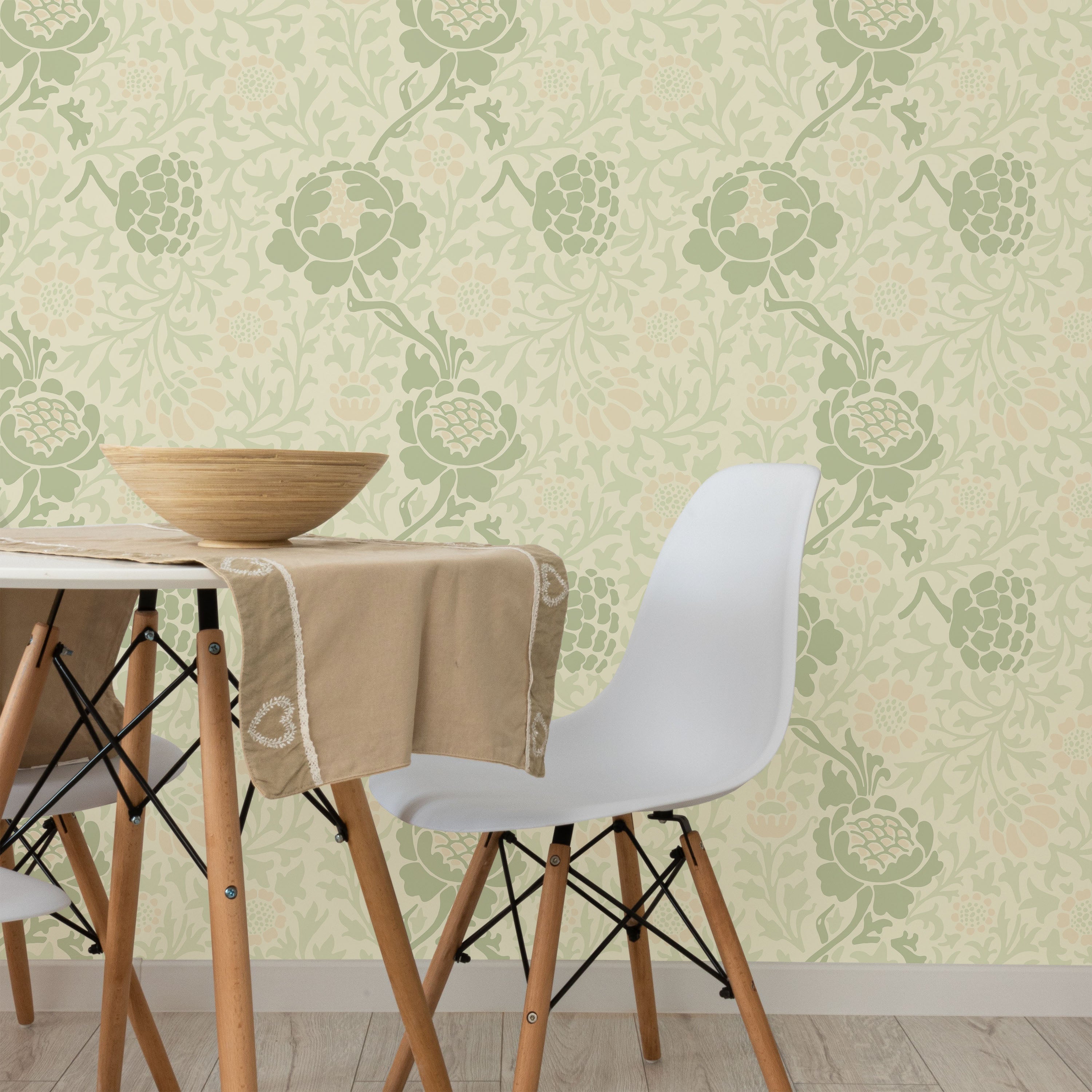 William Morris X Grafton (1883) Peel and Stick Wallpaper, Removable Wallpaper, Traditional Wallpaper - Light Green | DeccoPrint