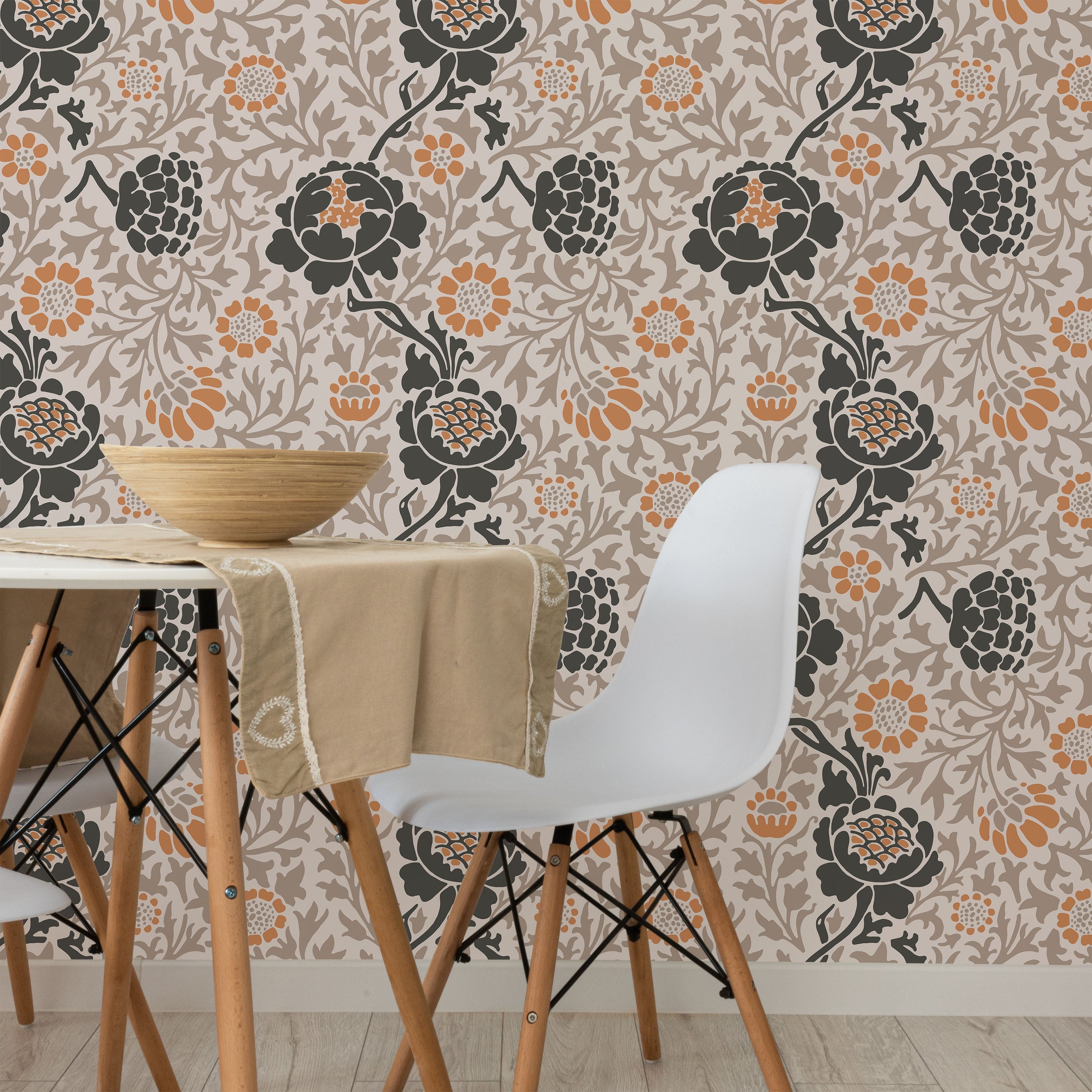 William Morris X Grafton (1883) Peel and Stick Wallpaper, Removable Wallpaper, Traditional Wallpaper - Brown | DeccoPrint