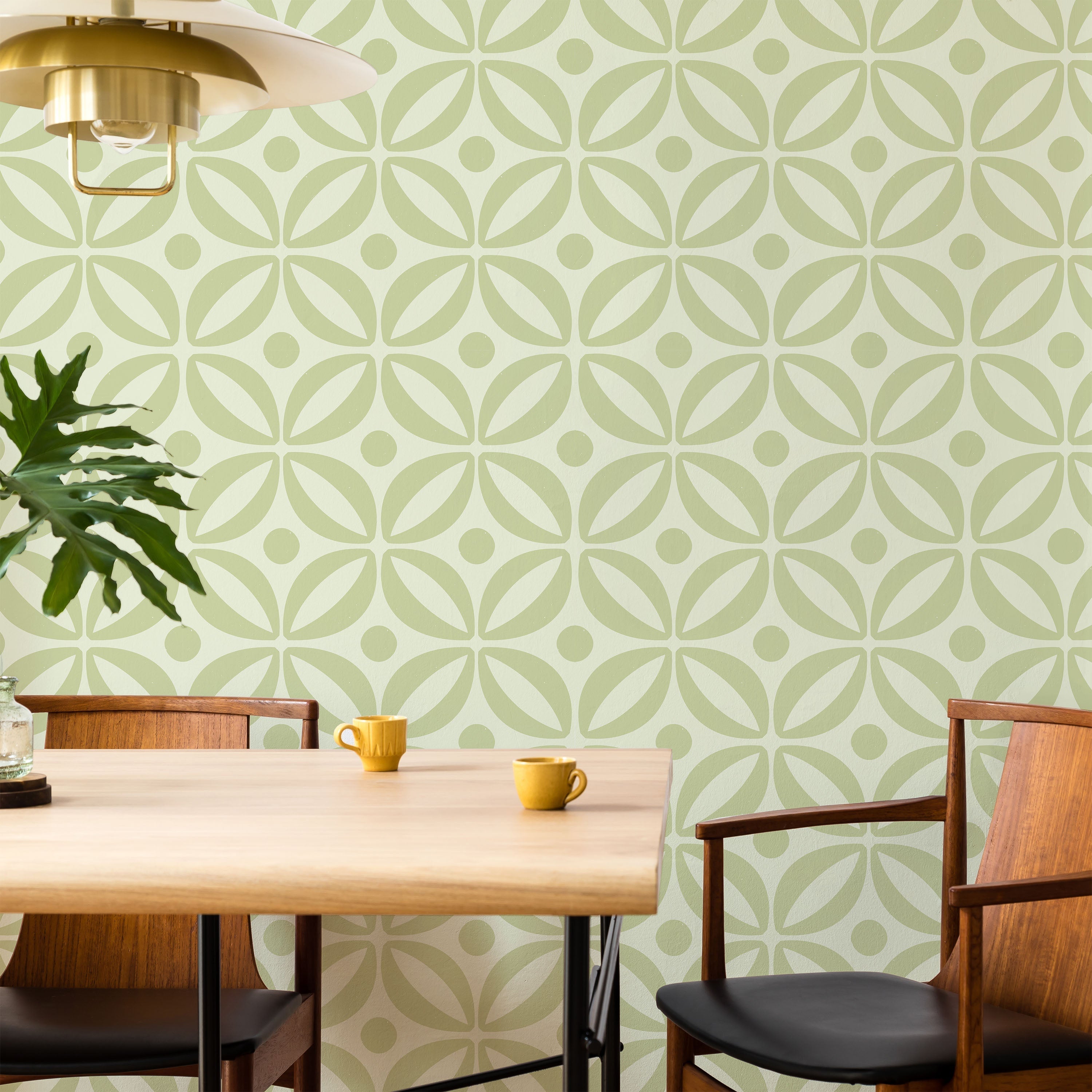 Grid Bloom Peel and Stick Wallpaper, Removable Wallpaper, Traditional Wallpaper - Sage | DeccoPrint