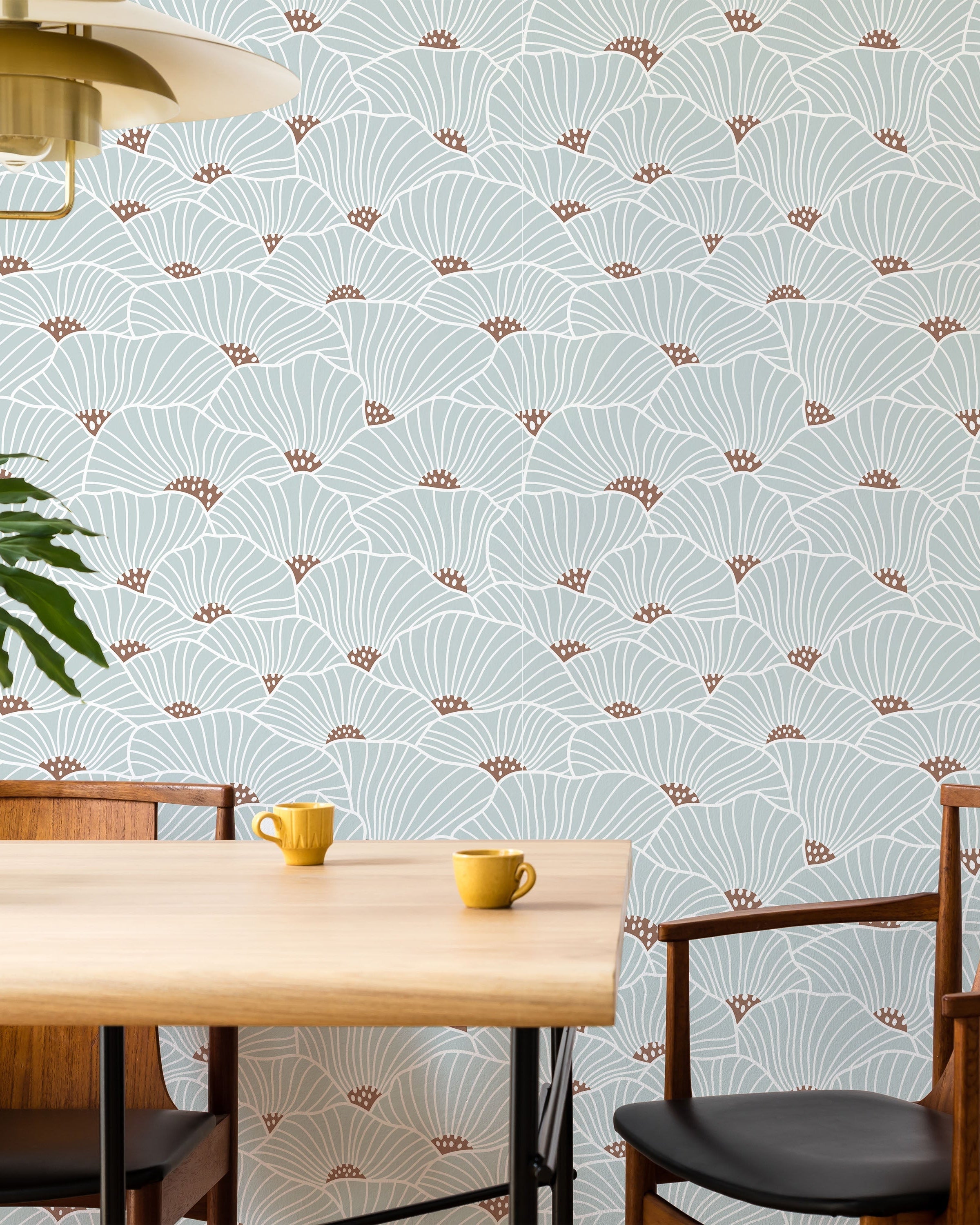 Modern Floral Peel and Stick Wallpaper, Removable Wallpaper, Traditional Wallpaper - Blue | DeccoPrint