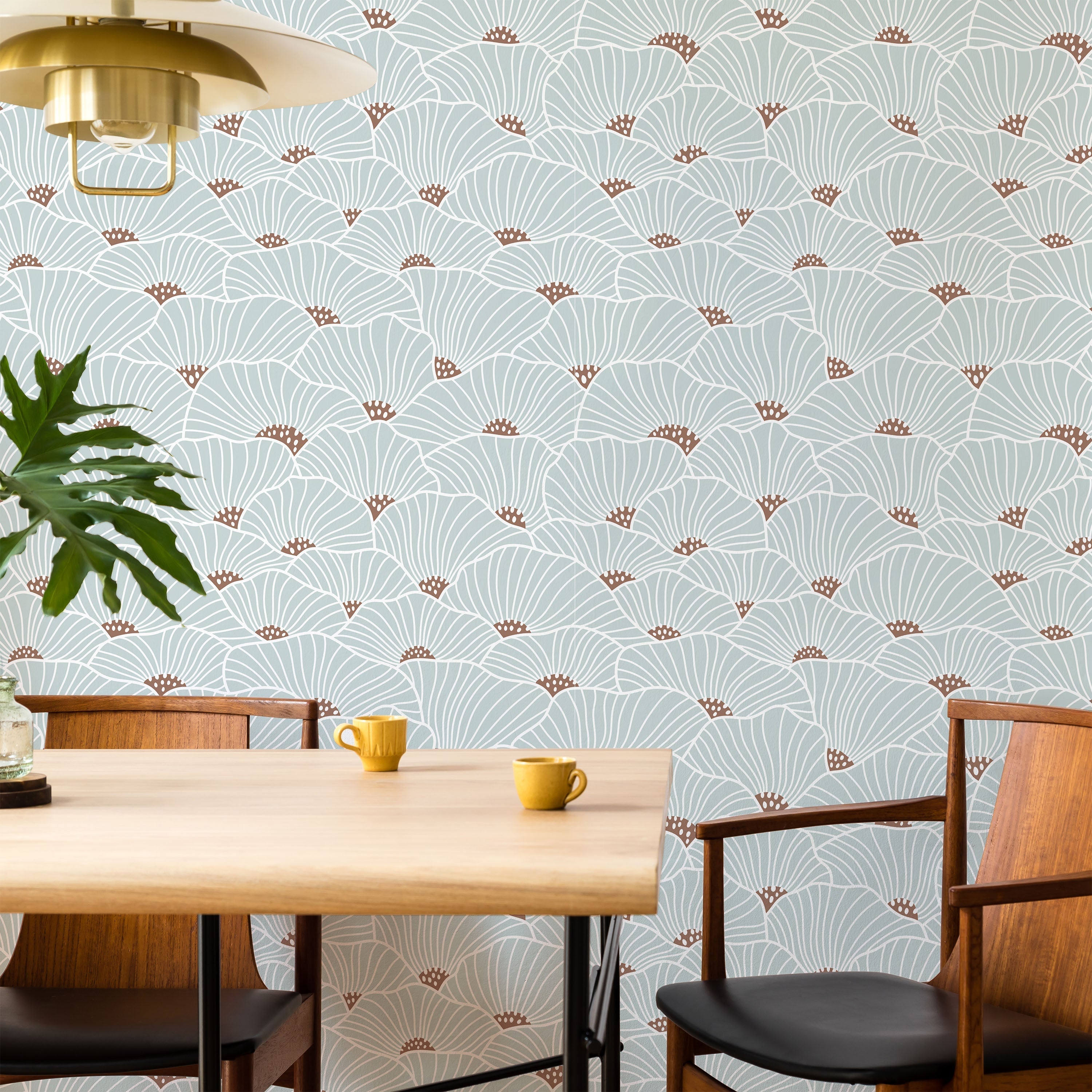 Modern Floral Peel and Stick Wallpaper, Removable Wallpaper, Traditional Wallpaper - Blue | DeccoPrint