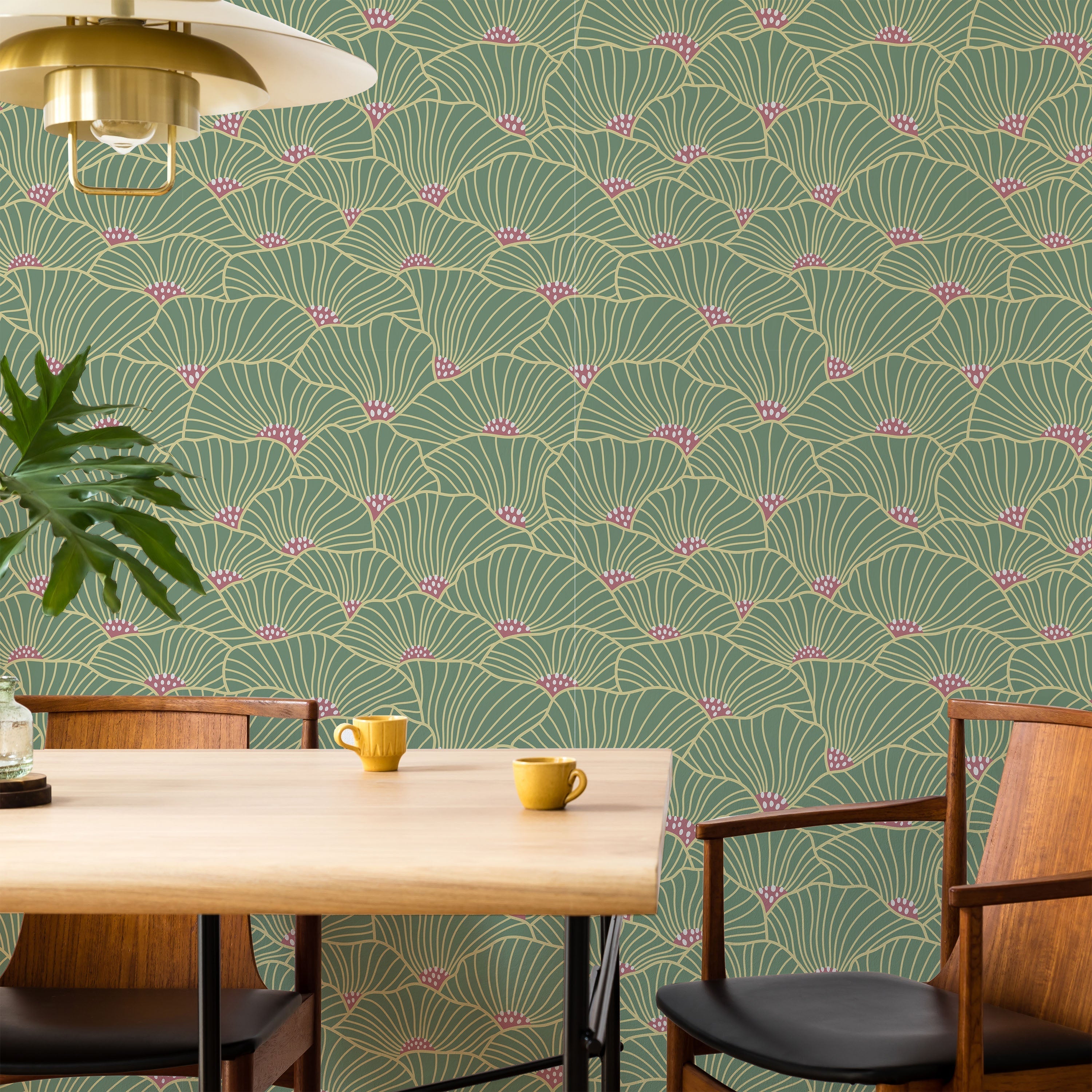 Modern Floral Peel and Stick Wallpaper, Removable Wallpaper, Traditional Wallpaper - Moss | DeccoPrint