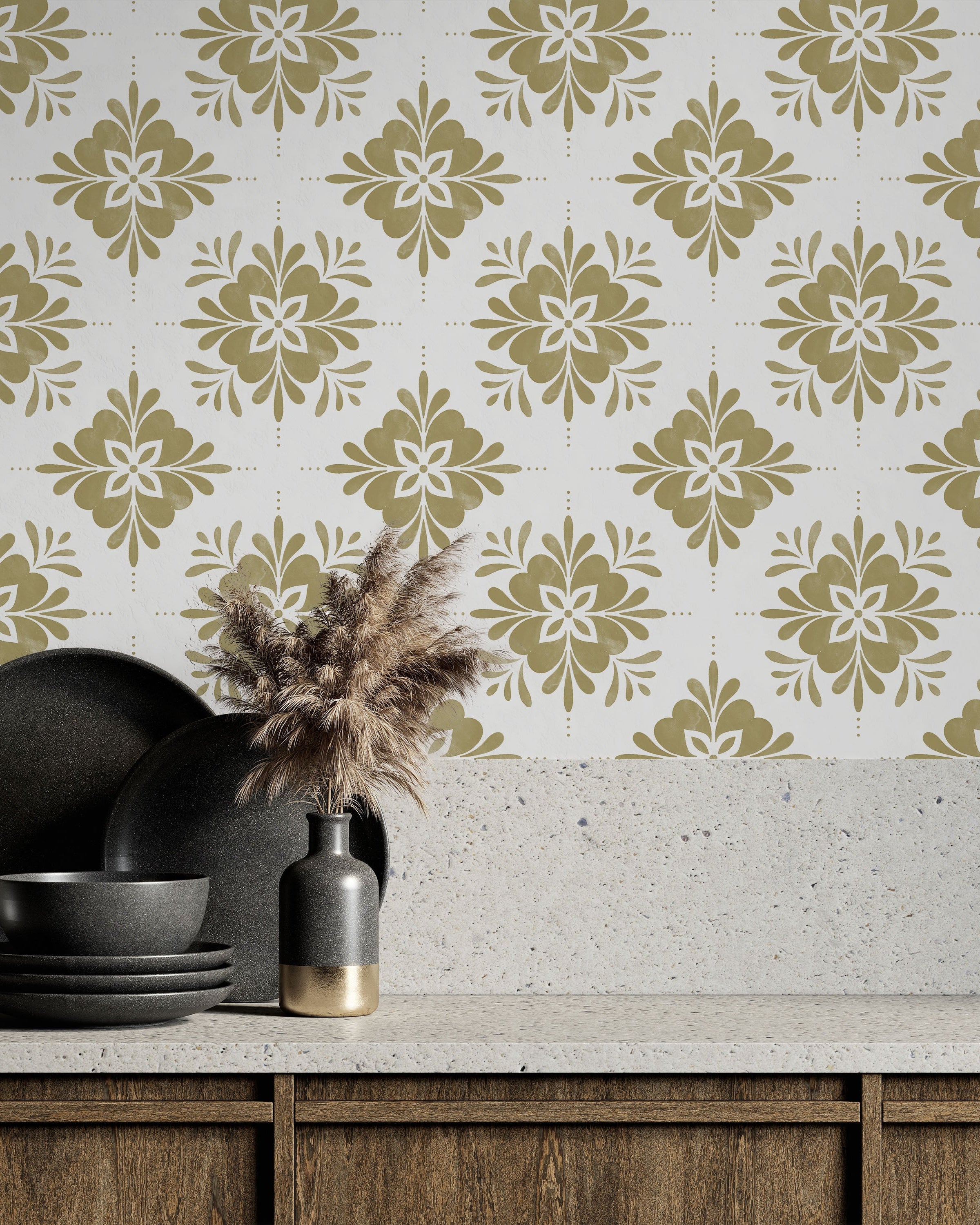 Aria Mandala Peel and Stick Wallpaper, Removable Wallpaper, Traditional Wallpaper - Beige | DeccoPrint