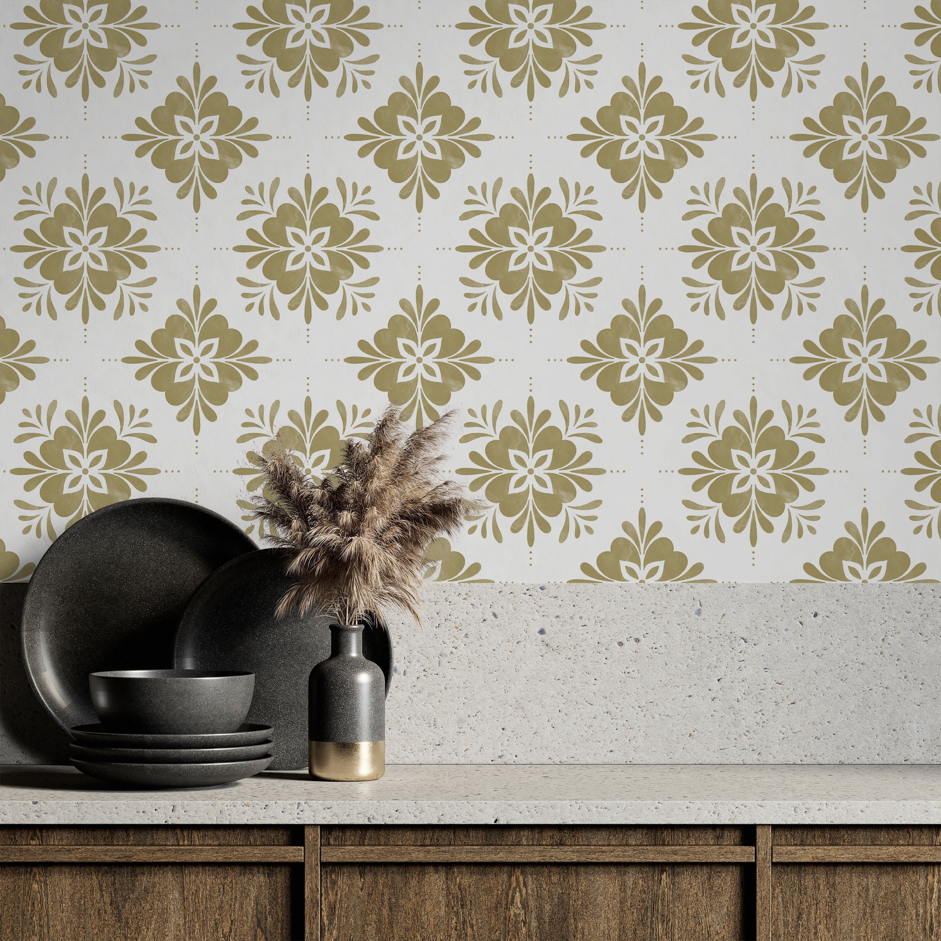 Aria Mandala Peel and Stick Wallpaper, Removable Wallpaper, Traditional Wallpaper - Beige | DeccoPrint