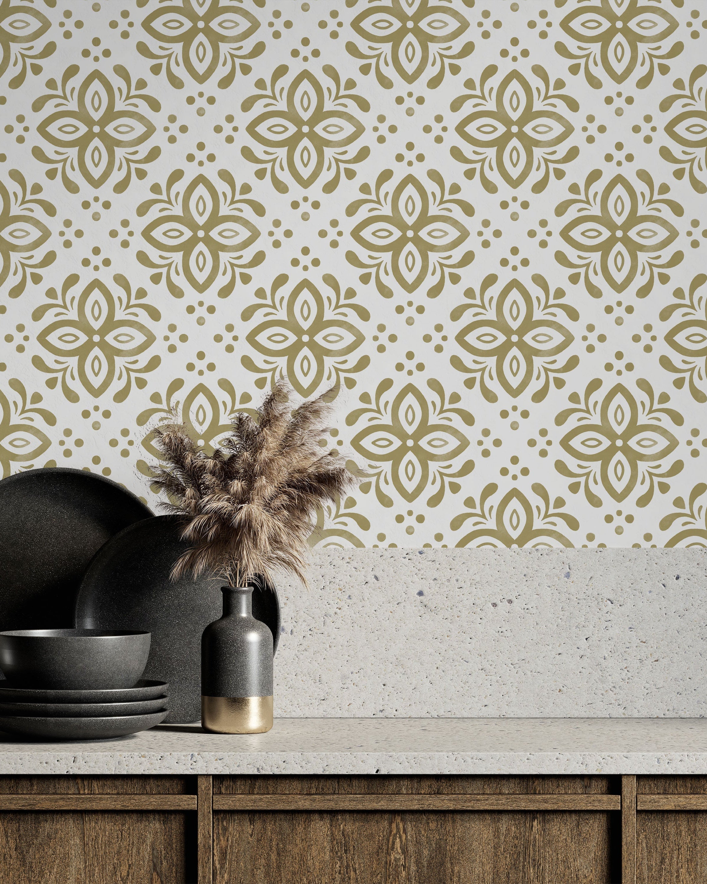 Euforia Mandala Peel and Stick Wallpaper, Removable Wallpaper, Traditional Wallpaper - Beige | DeccoPrint