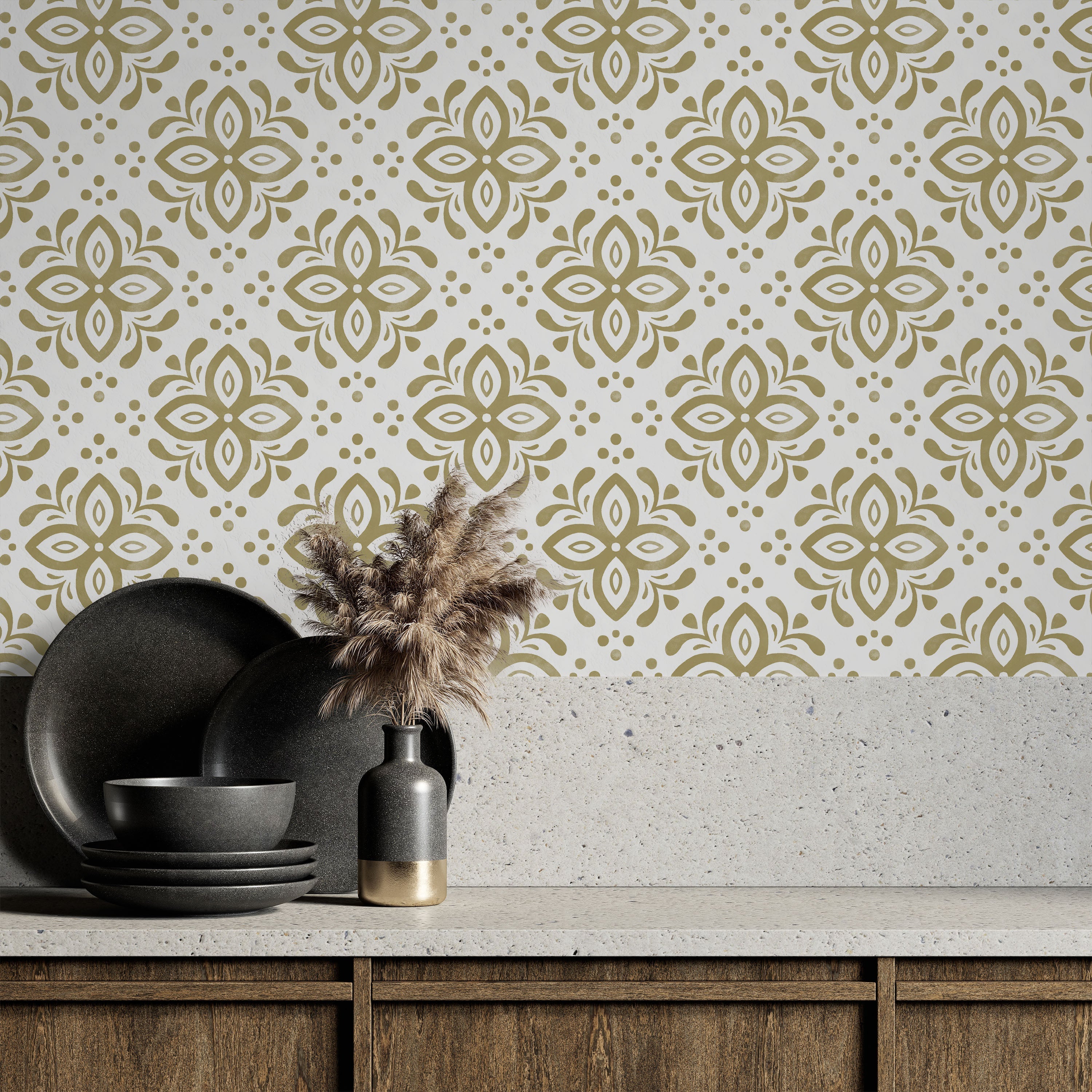 Euforia Mandala Peel and Stick Wallpaper, Removable Wallpaper, Traditional Wallpaper - Beige | DeccoPrint