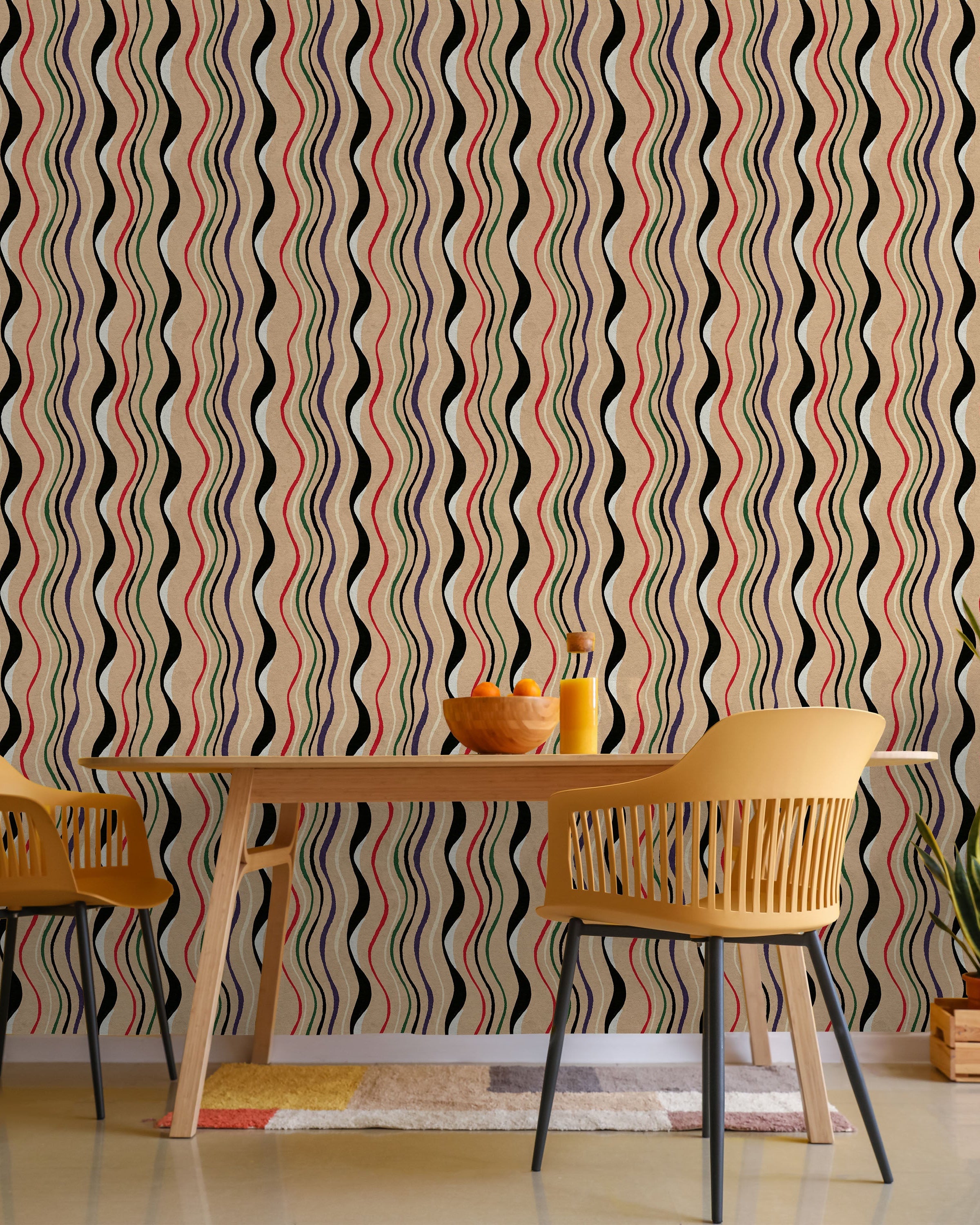 Furuya Korin x Korin Waves Peel and Stick Wallpaper, Removable Wallpaper, Traditional Wallpaper - Sand Beige | DeccoPrint