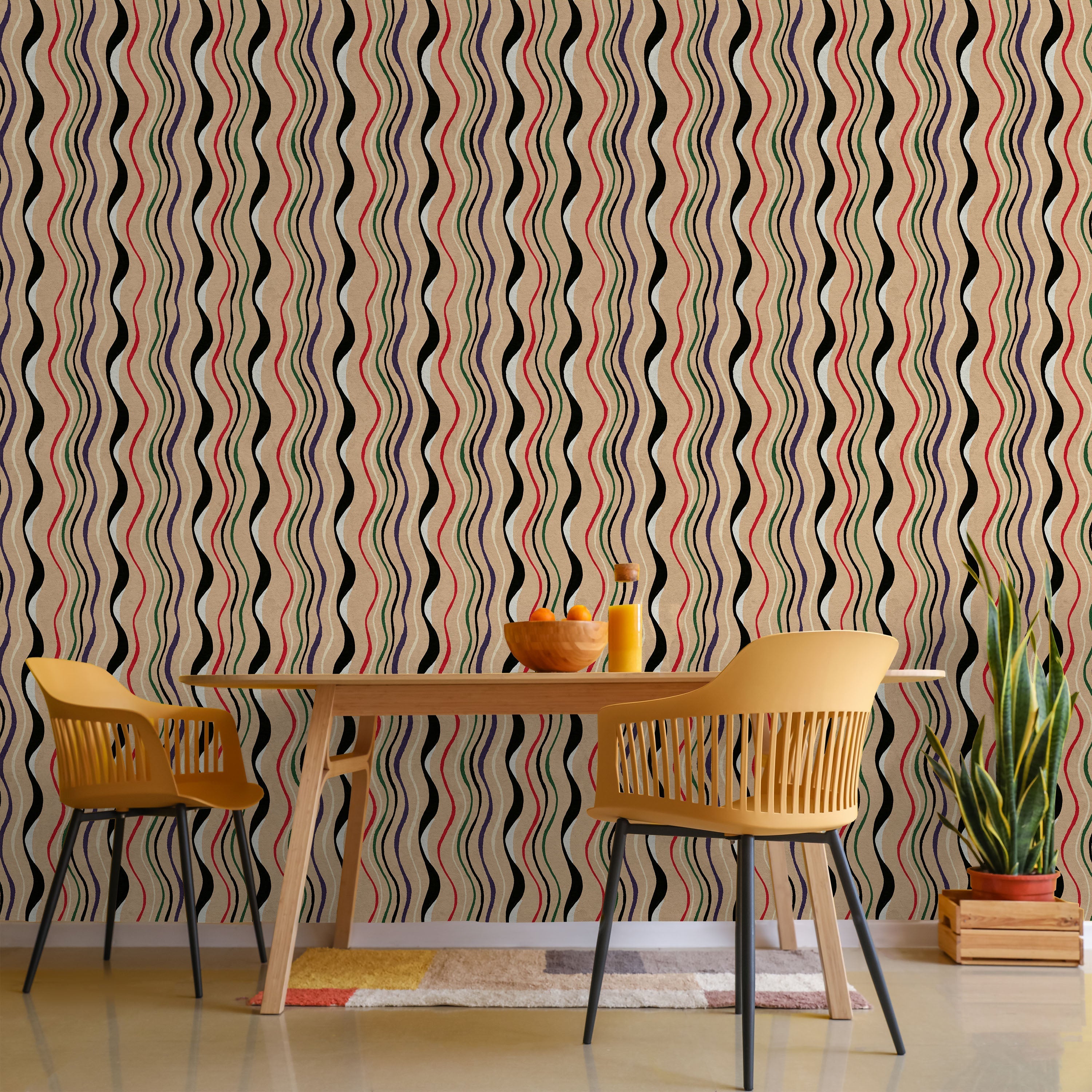 Furuya Korin x Korin Waves Peel and Stick Wallpaper, Removable Wallpaper, Traditional Wallpaper - Sand Beige | DeccoPrint