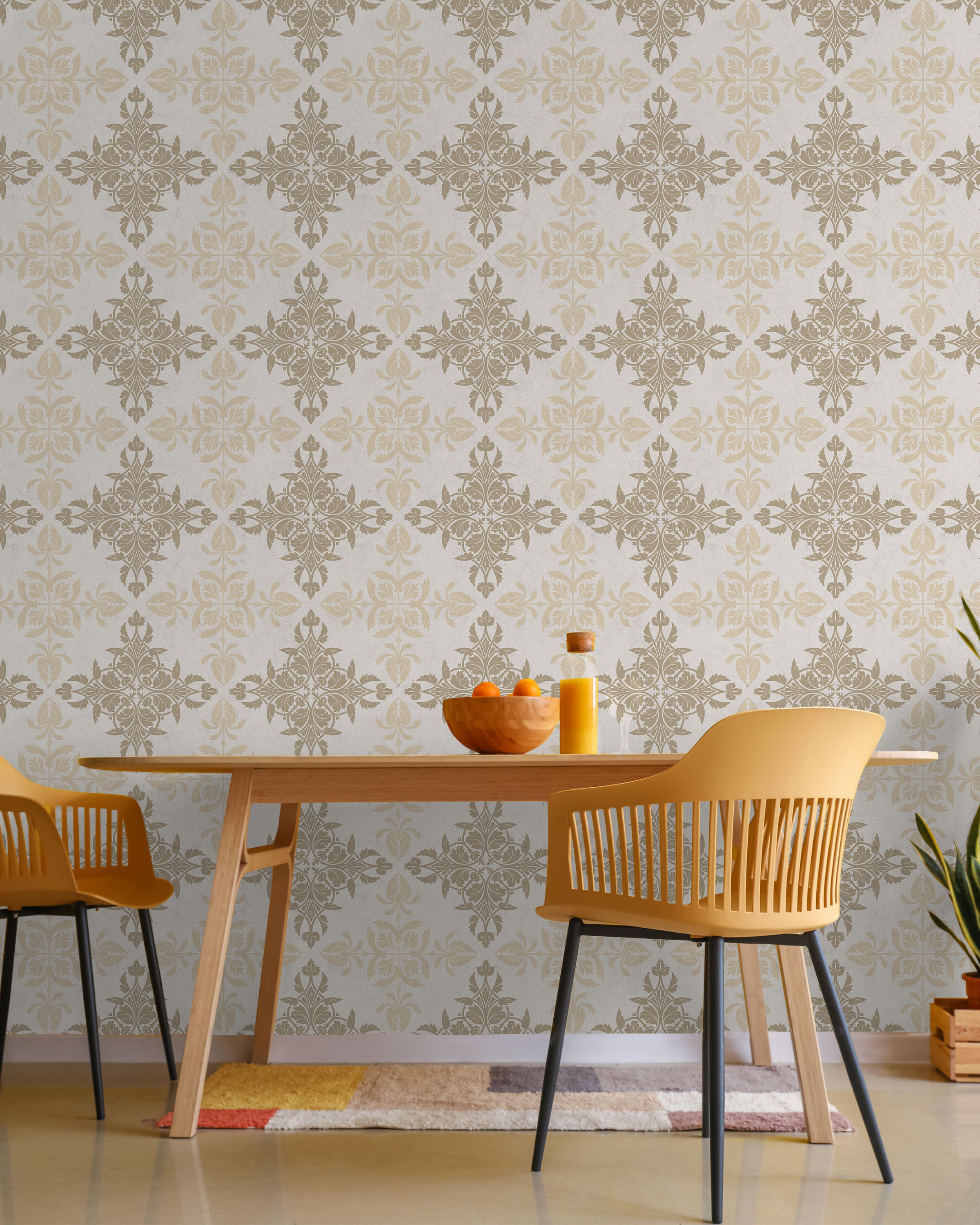 Christopher Dresser x Decorative Symmetry Peel and Stick Wallpaper, Removable Wallpaper, Traditional Wallpaper - Warm Beige | DeccoPrint