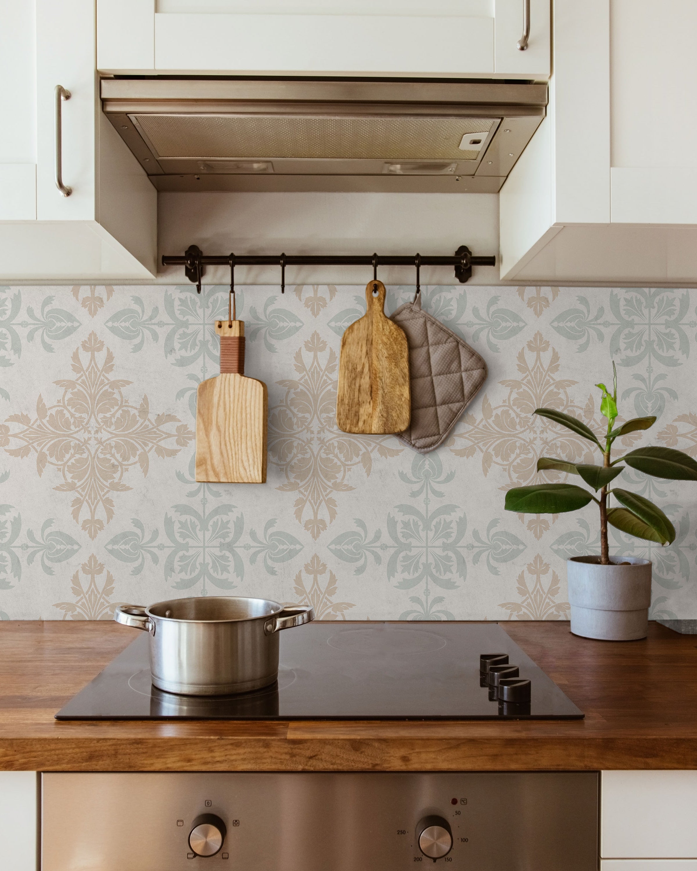 Christopher Dresser x Decorative Symmetry Peel and Stick Wallpaper, Removable Wallpaper, Traditional Wallpaper - Faded Blue | DeccoPrint