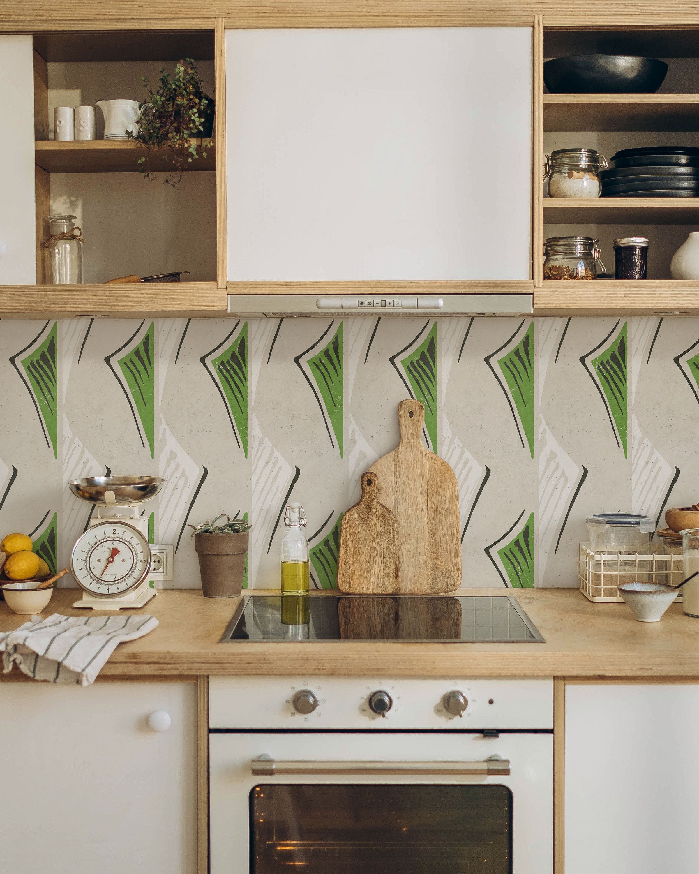 Furuya Korin x Dancing Fans Peel and Stick Wallpaper, Removable Wallpaper, Traditional Wallpaper - Dusty Green | DeccoPrint