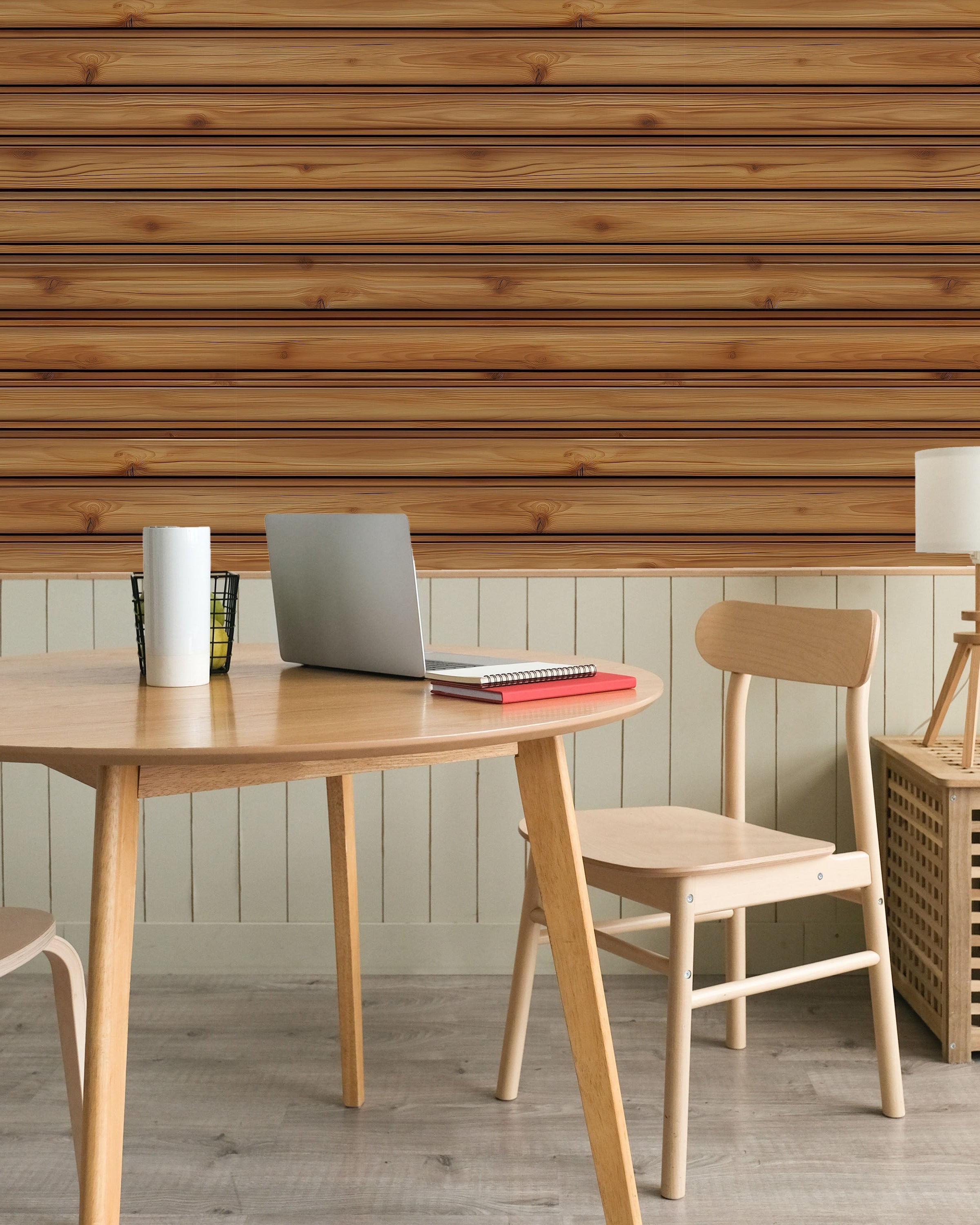 Rustic Boards Peel and Stick Wallpaper, Removable Wallpaper, Traditional Wallpaper - Golden Walnut | DeccoPrint