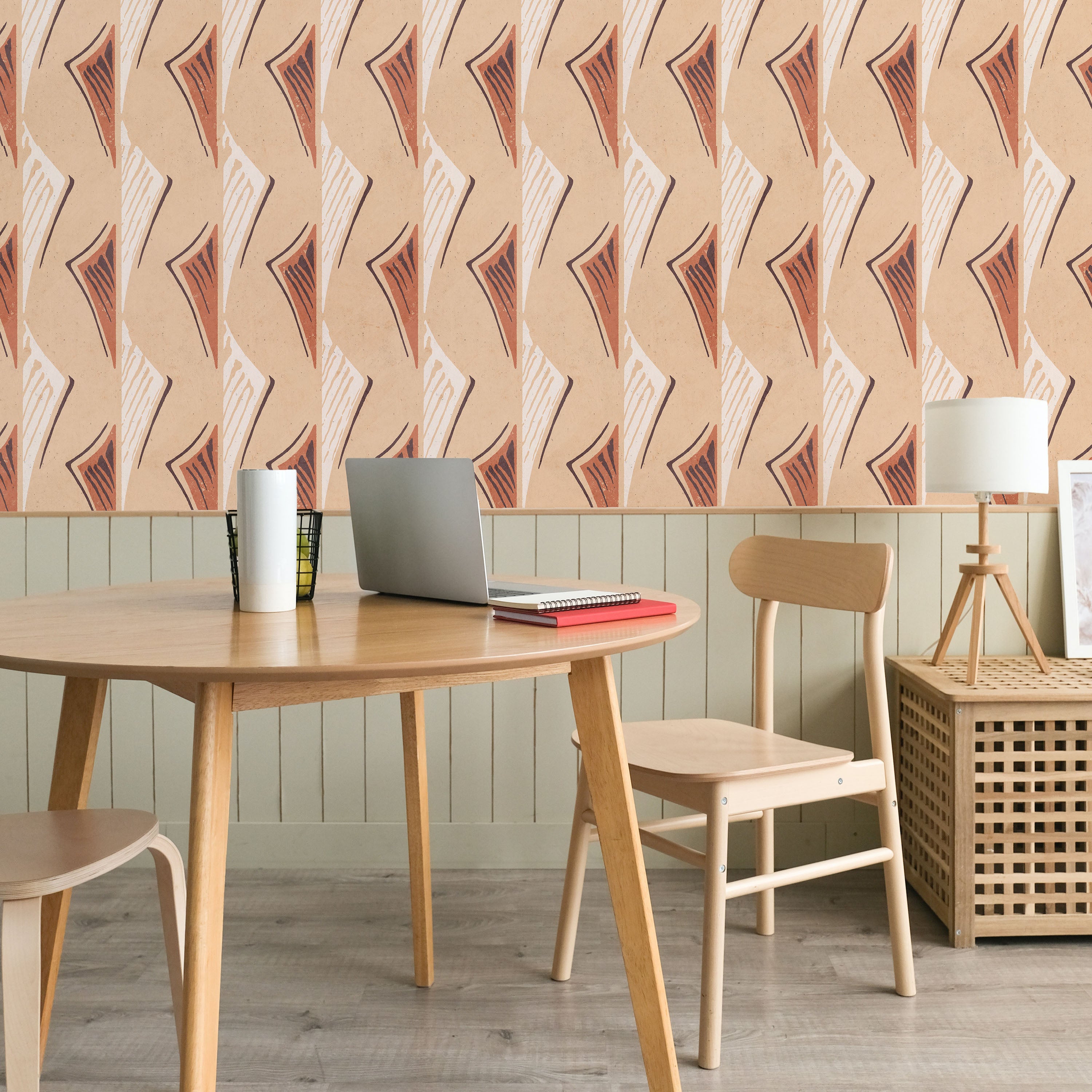 Furuya Korin x Dancing Fans Peel and Stick Wallpaper, Removable Wallpaper, Traditional Wallpaper - Faded Brown | DeccoPrint