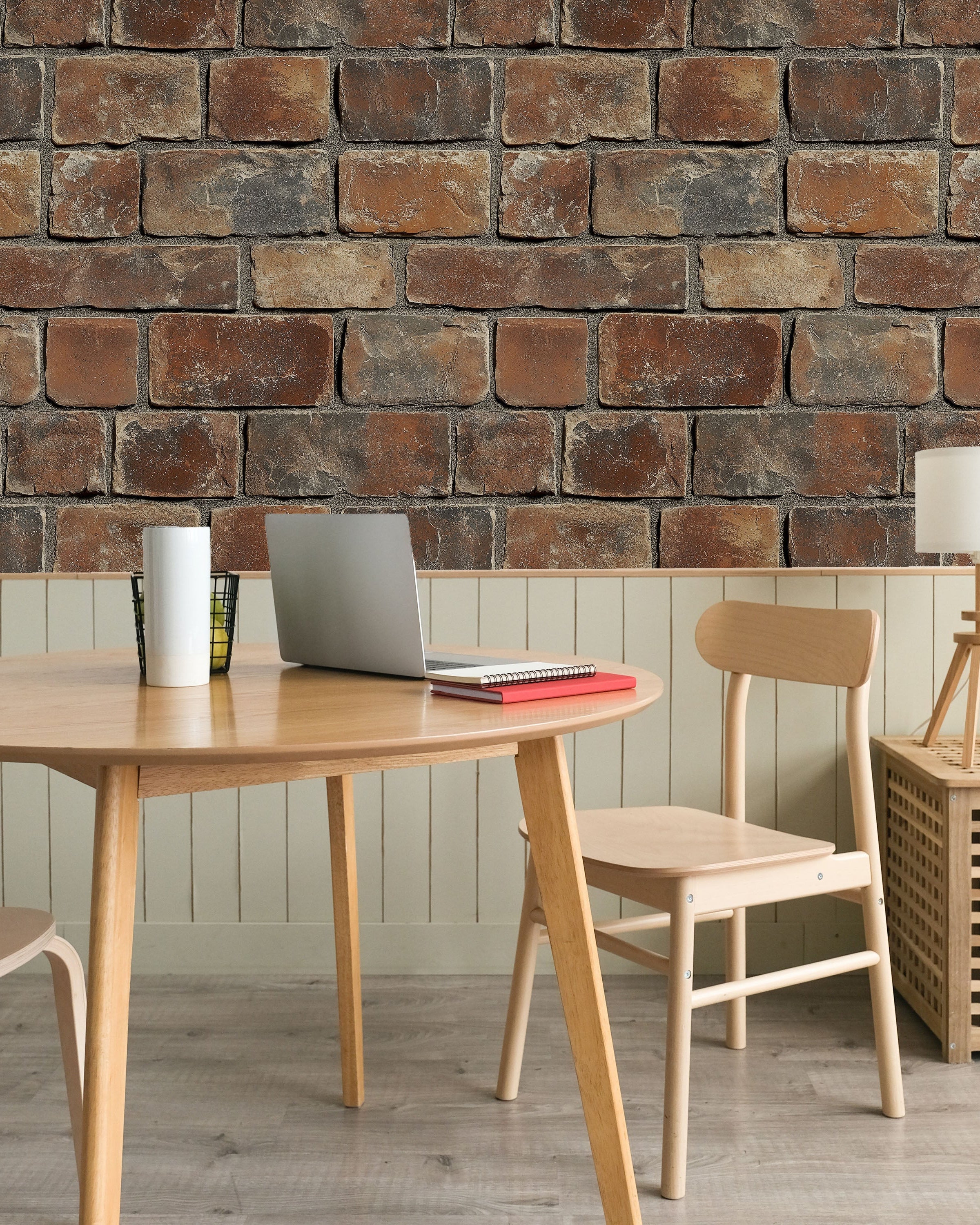 Urban Masonry Peel and Stick Wallpaper, Removable Wallpaper, Traditional Wallpaper - Rust Brown Bricks | DeccoPrint