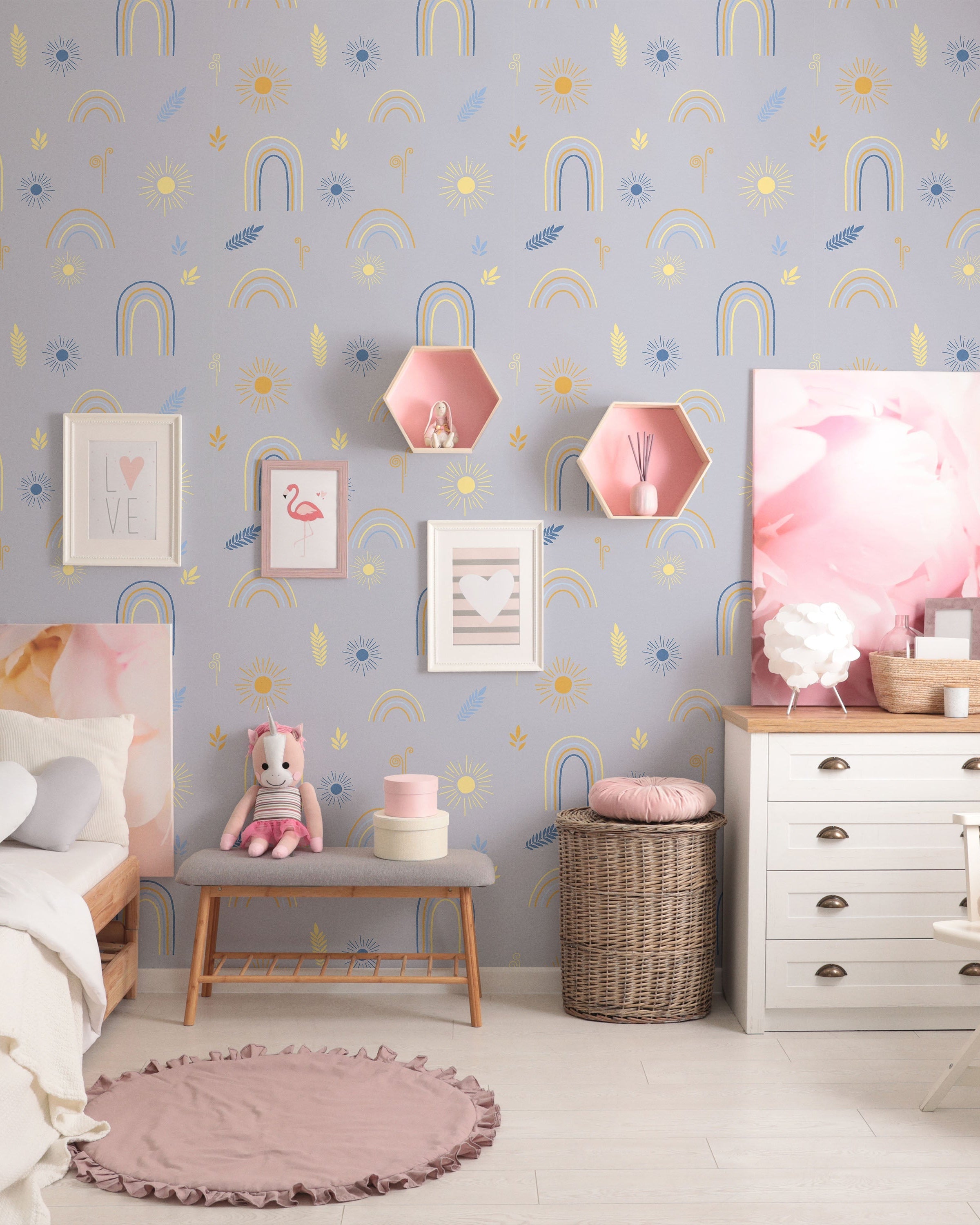 Child's Dreams Peel and Stick Wallpaper, Removable Wallpaper, Traditional Wallpaper - Soft Purple | DeccoPrint