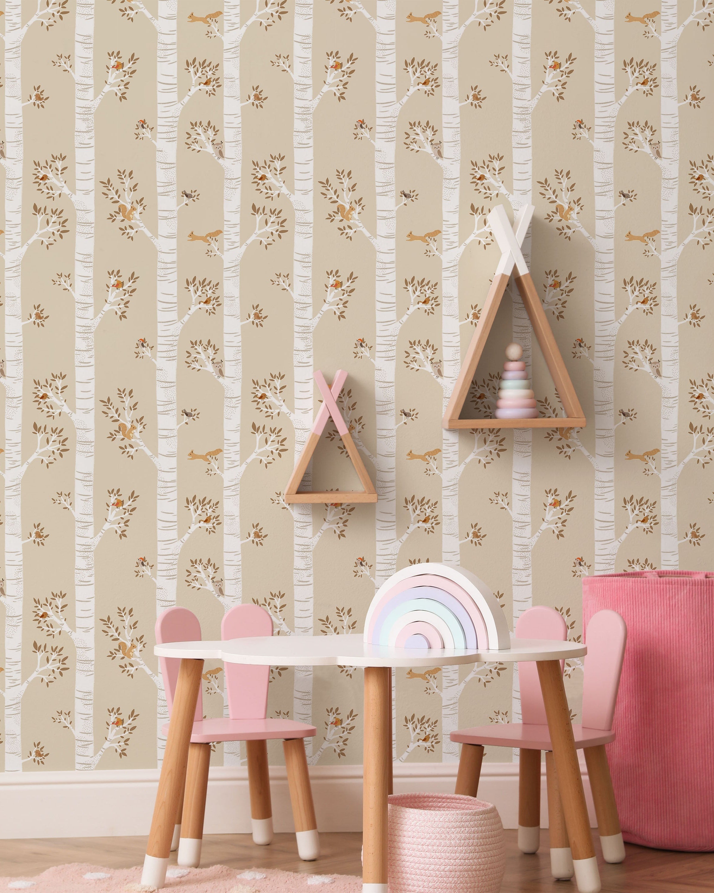 Treetop Tales Peel and Stick Wallpaper, Removable Wallpaper, Traditional Wallpaper - Cream Beige | DeccoPrint
