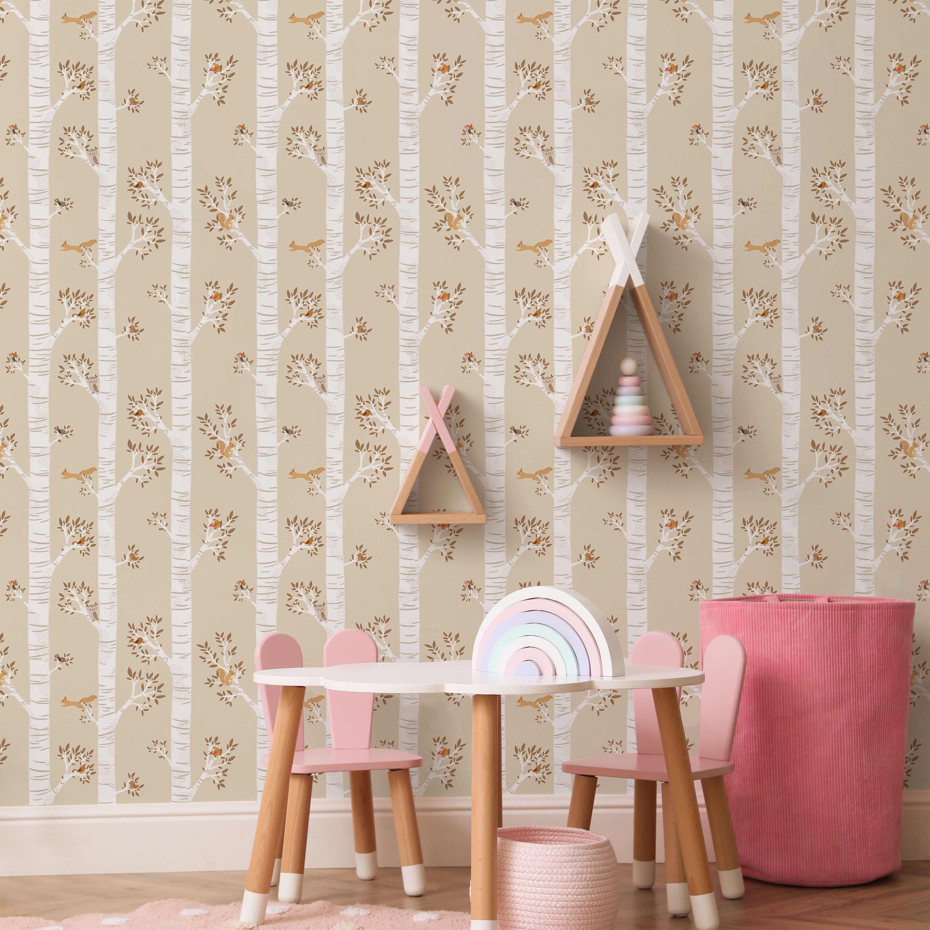 Treetop Tales Peel and Stick Wallpaper, Removable Wallpaper, Traditional Wallpaper - Cream Beige | DeccoPrint