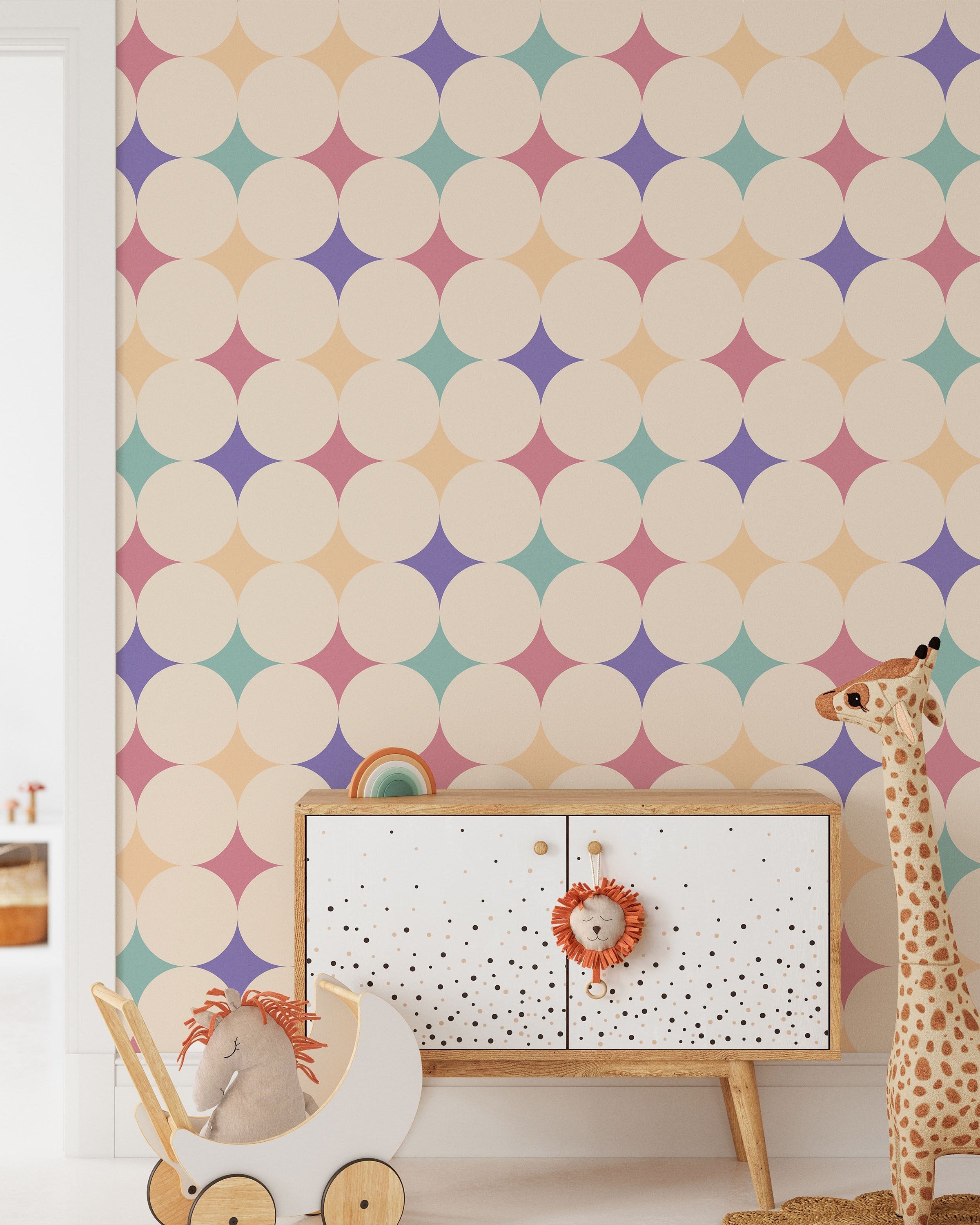 Abstract Bauhaus Peel and Stick Wallpaper, Removable Wallpaper, Traditional Wallpaper - Confetti | DeccoPrint