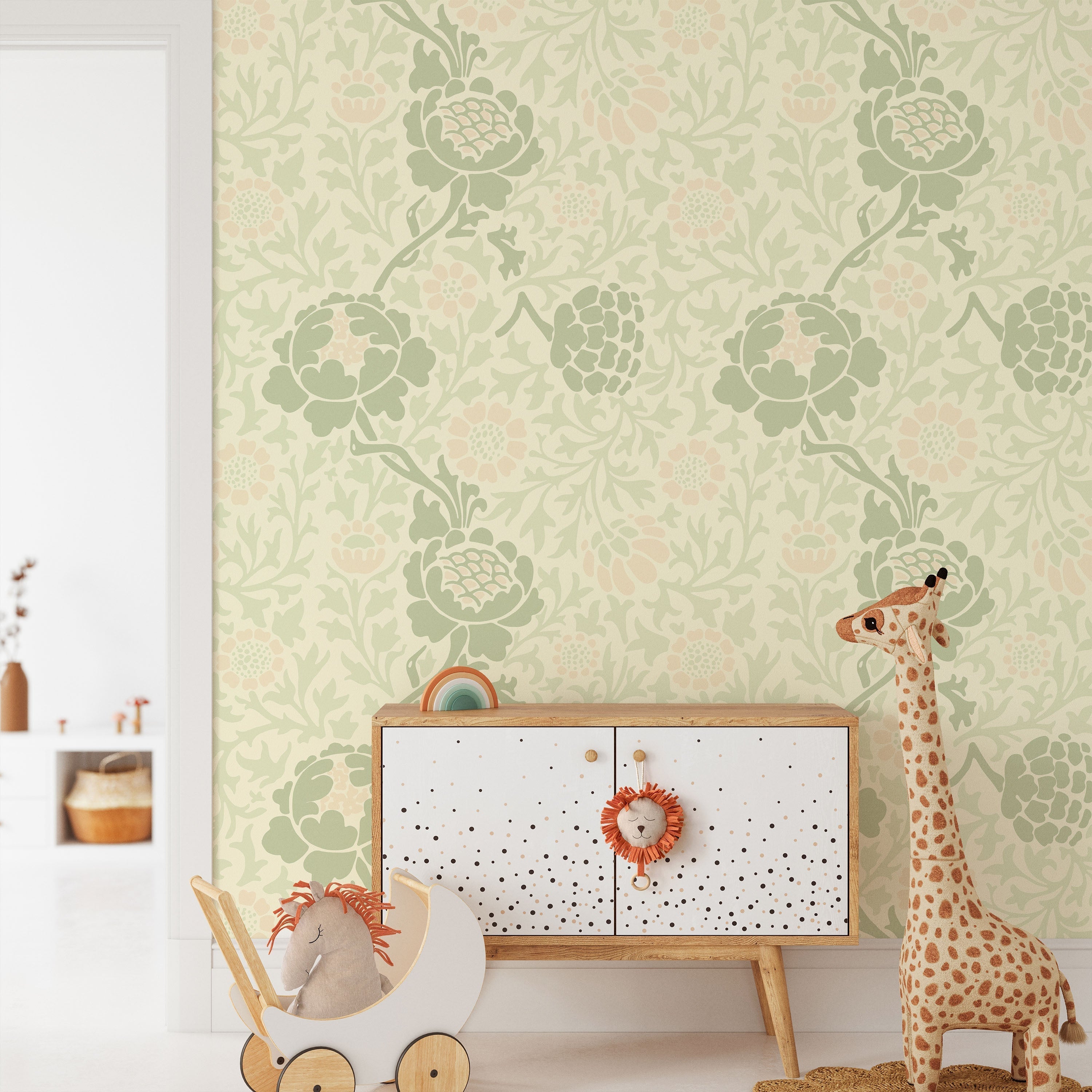 William Morris X Grafton (1883) Peel and Stick Wallpaper, Removable Wallpaper, Traditional Wallpaper - Light Green | DeccoPrint