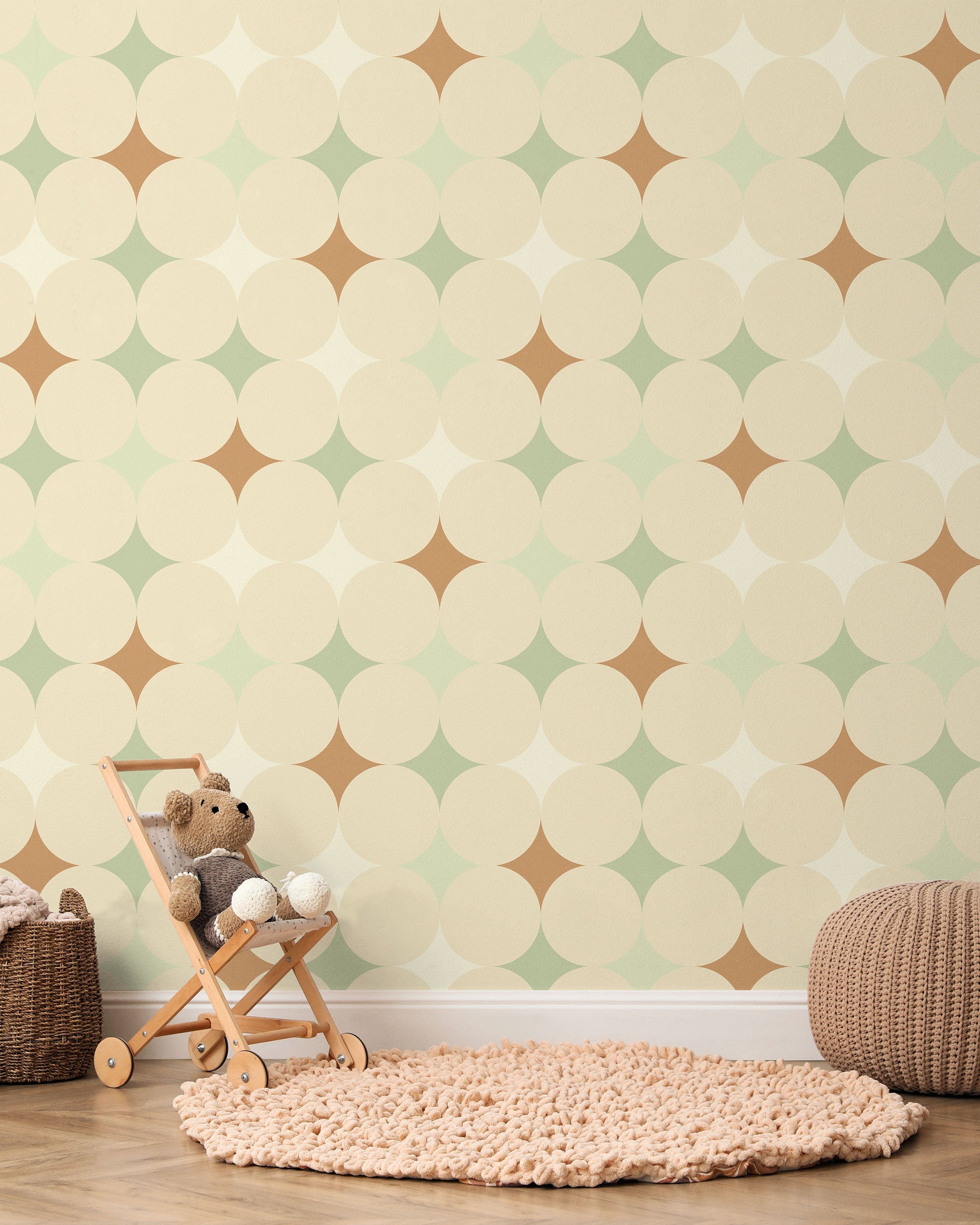 Abstract Bauhaus Peel and Stick Wallpaper, Removable Wallpaper, Traditional Wallpaper - Brown | DeccoPrint
