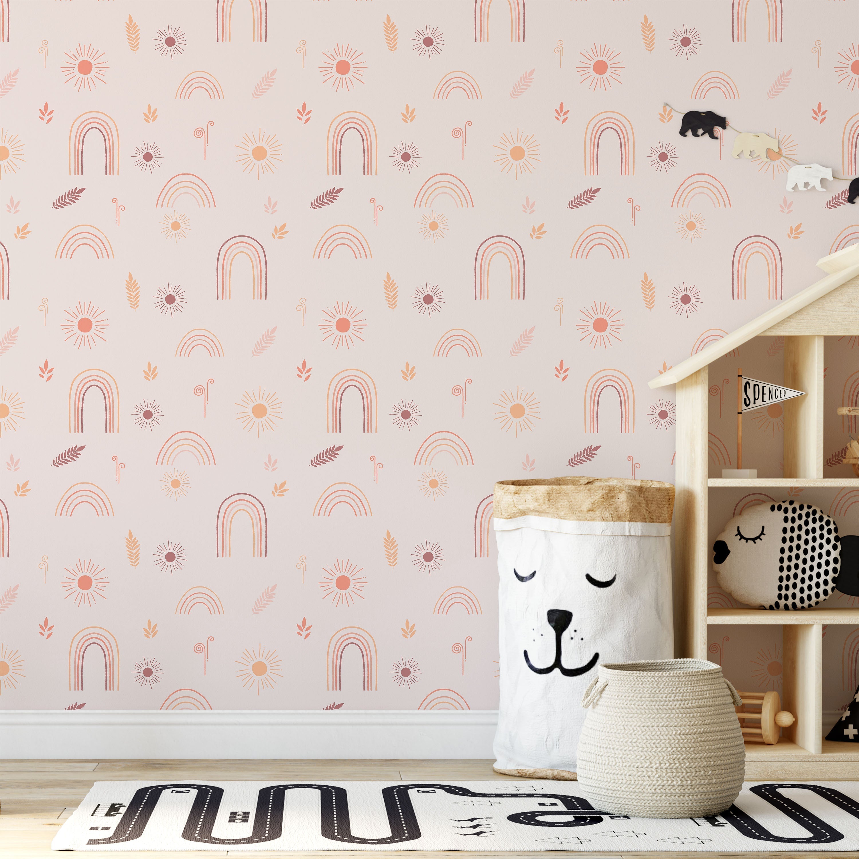 Child's Dreams Peel and Stick Wallpaper, Removable Wallpaper, Traditional Wallpaper - Dusty Pink | DeccoPrint