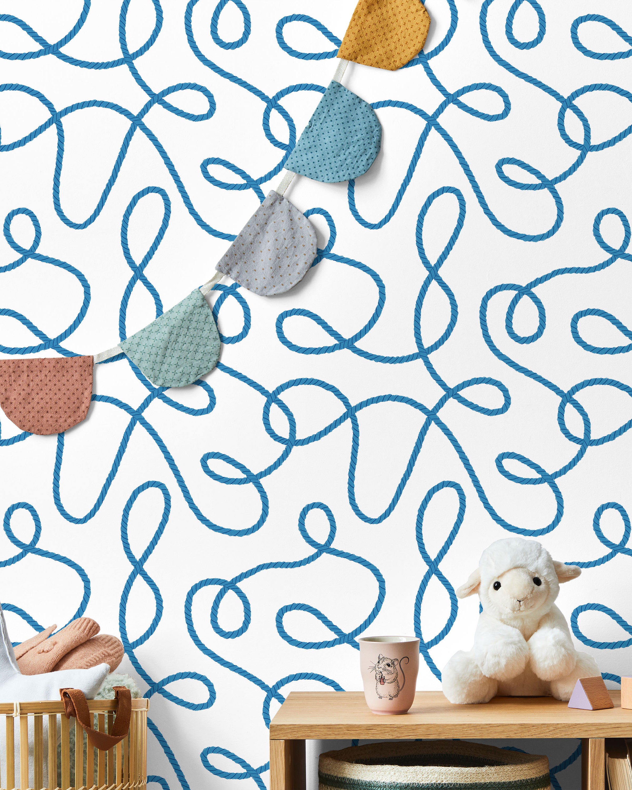 Twist and Tangle Peel and Stick Wallpaper, Removable Wallpaper, Traditional Wallpaper - Ocean Blue | DeccoPrint