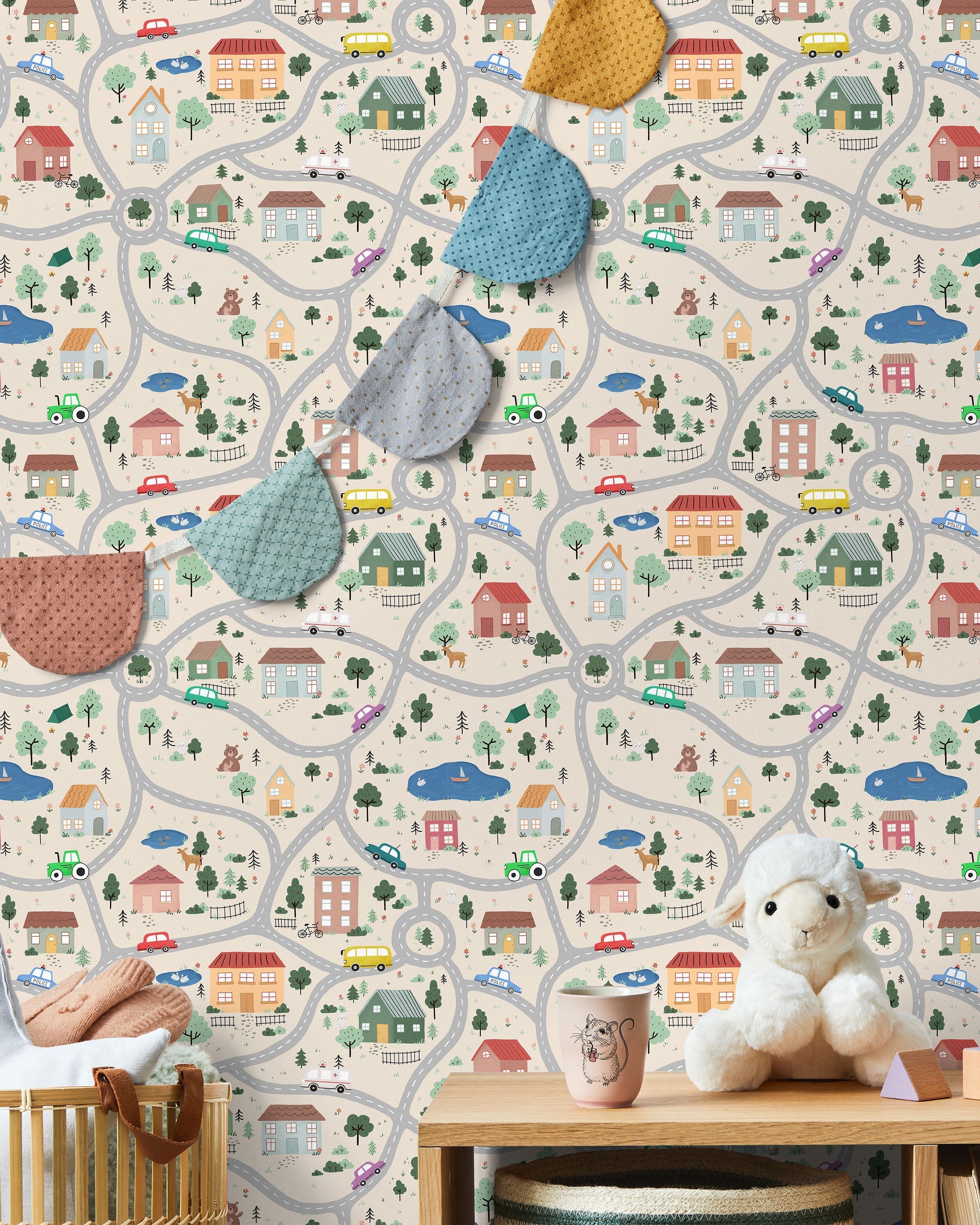 Tiny Town Explorer Peel and Stick Wallpaper, Removable Wallpaper, Traditional Wallpaper - Sand | DeccoPrint