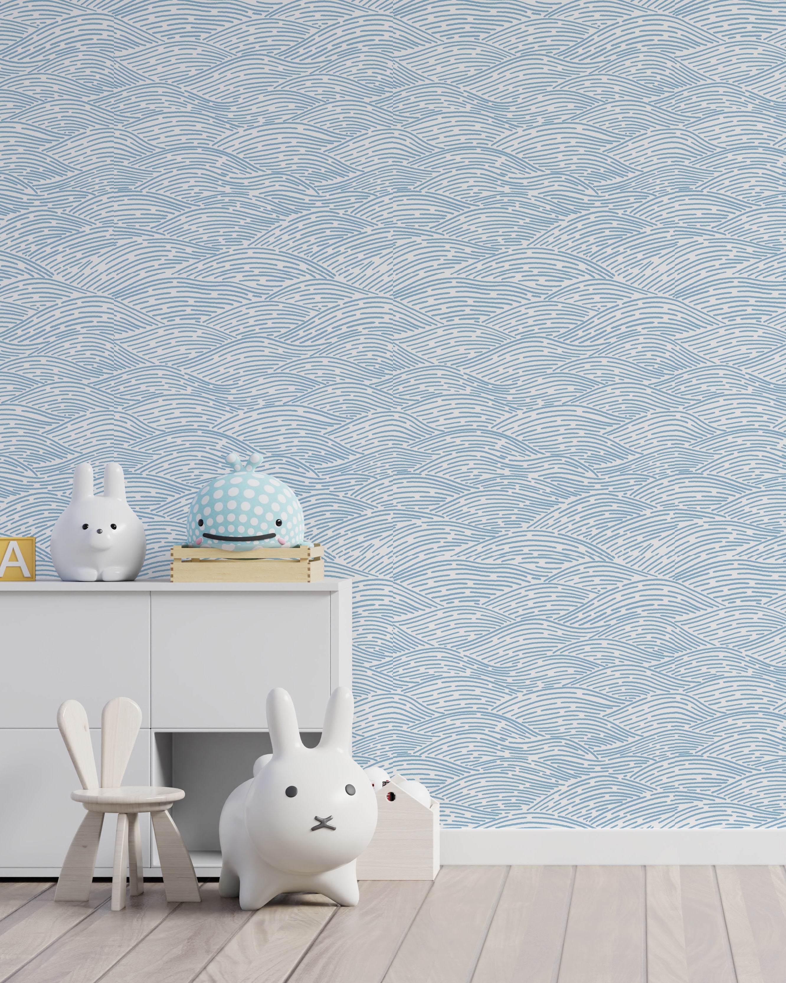 Calm Waves Peel and Stick Wallpaper, Removable Wallpaper, Traditional Wallpaper - Light Blue | DeccoPrint