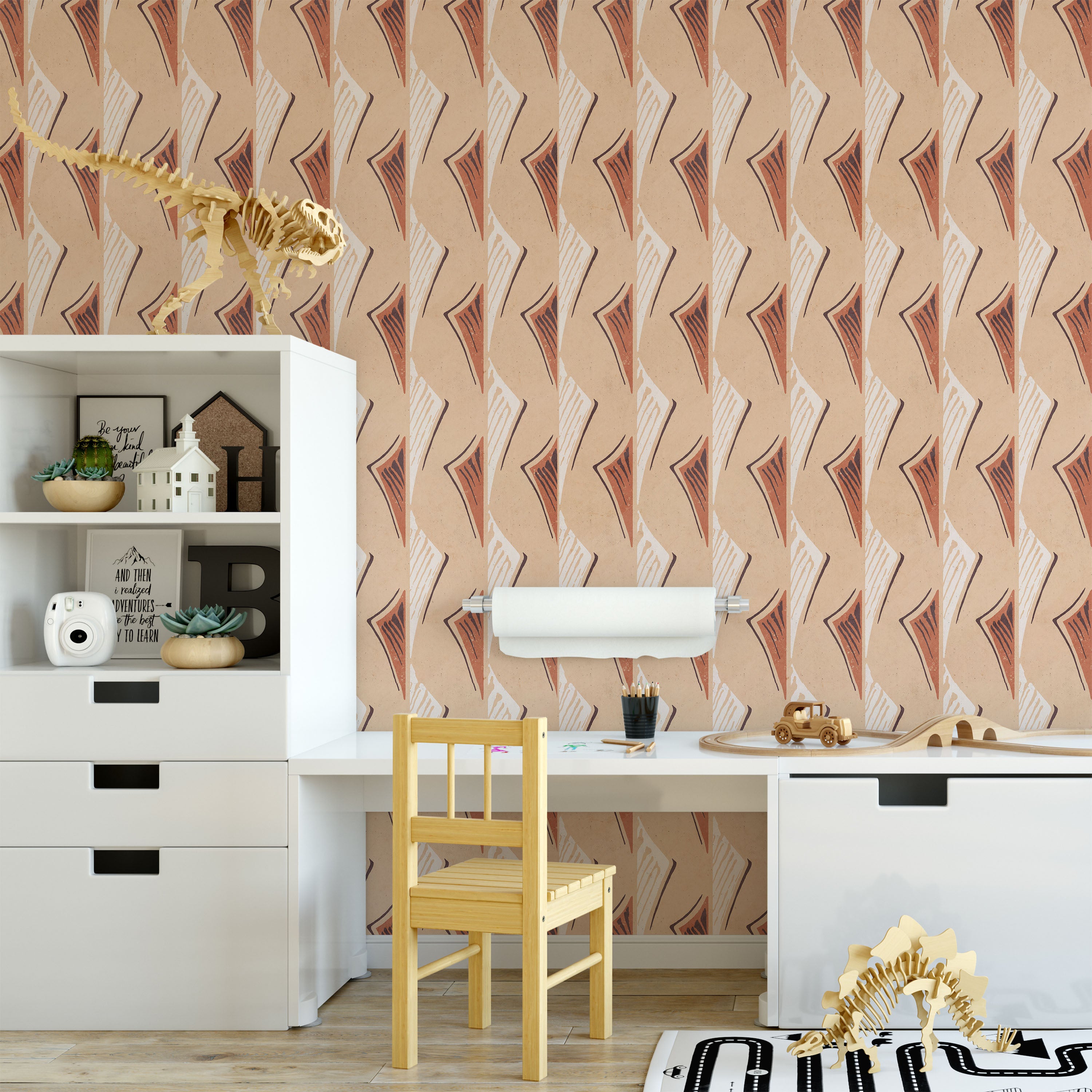 Furuya Korin x Dancing Fans Peel and Stick Wallpaper, Removable Wallpaper, Traditional Wallpaper - Faded Brown | DeccoPrint