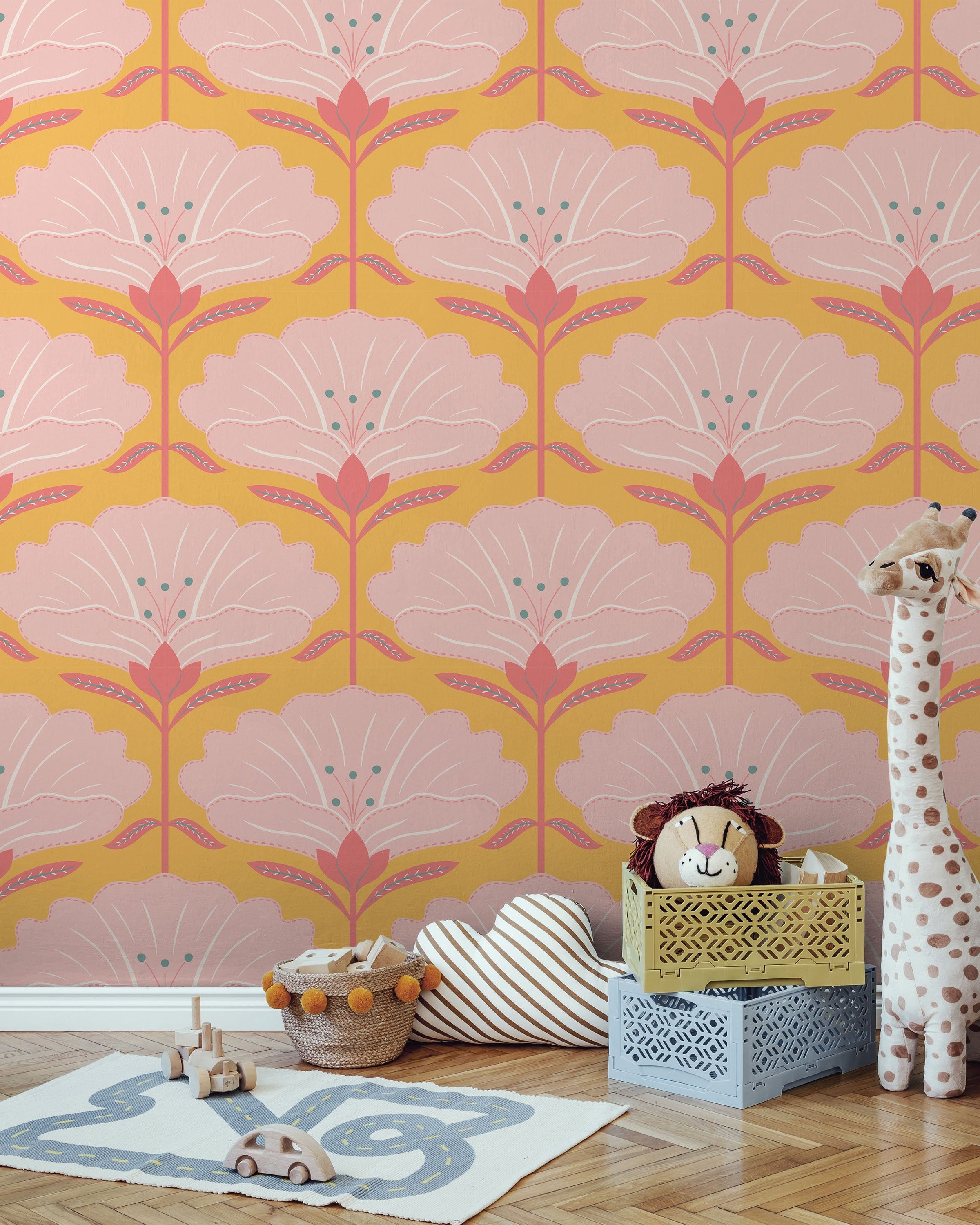 Dreamy Daisies Peel and Stick Wallpaper, Removable Wallpaper, Traditional Wallpaper - Yellow | DeccoPrint