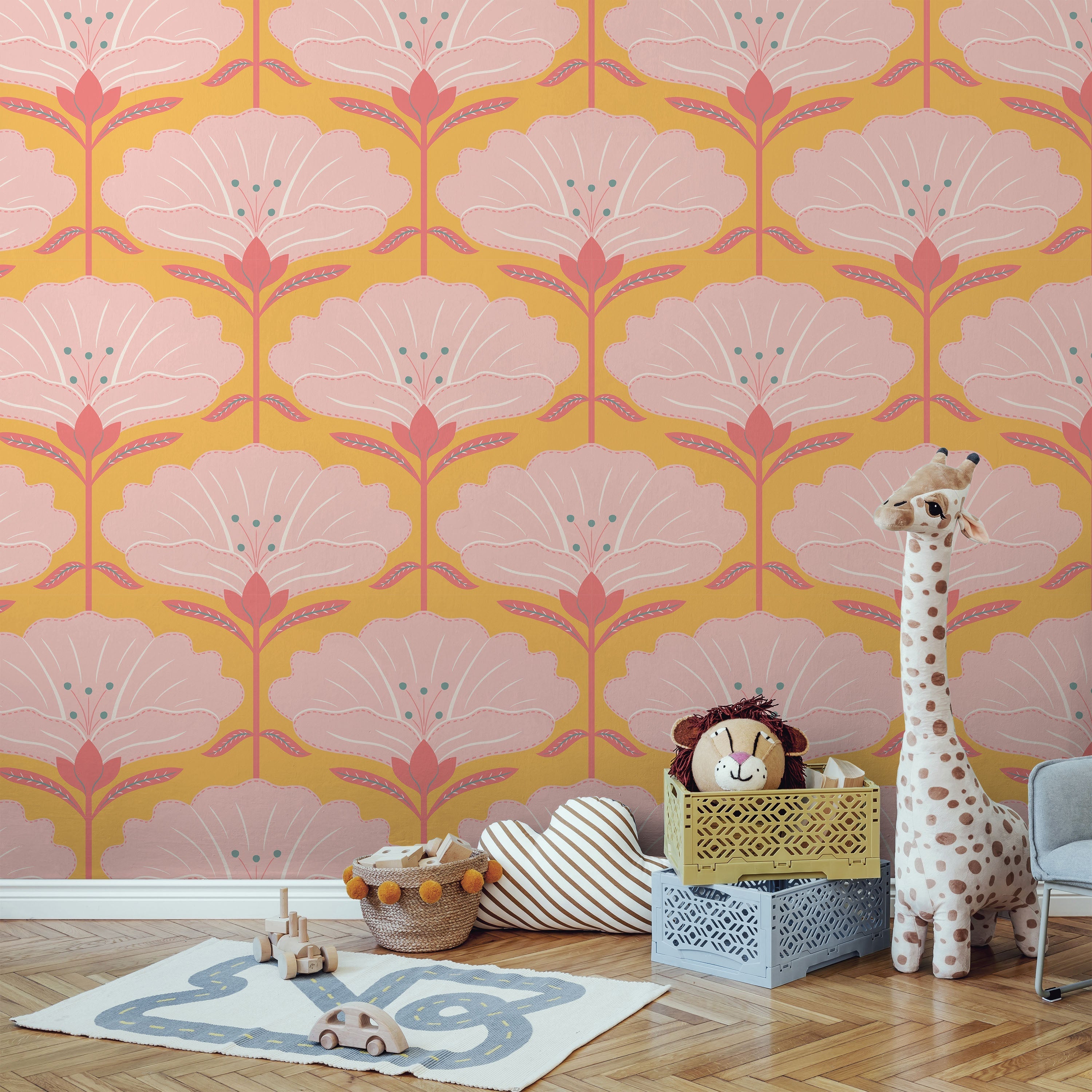 Dreamy Daisies Peel and Stick Wallpaper, Removable Wallpaper, Traditional Wallpaper - Yellow | DeccoPrint